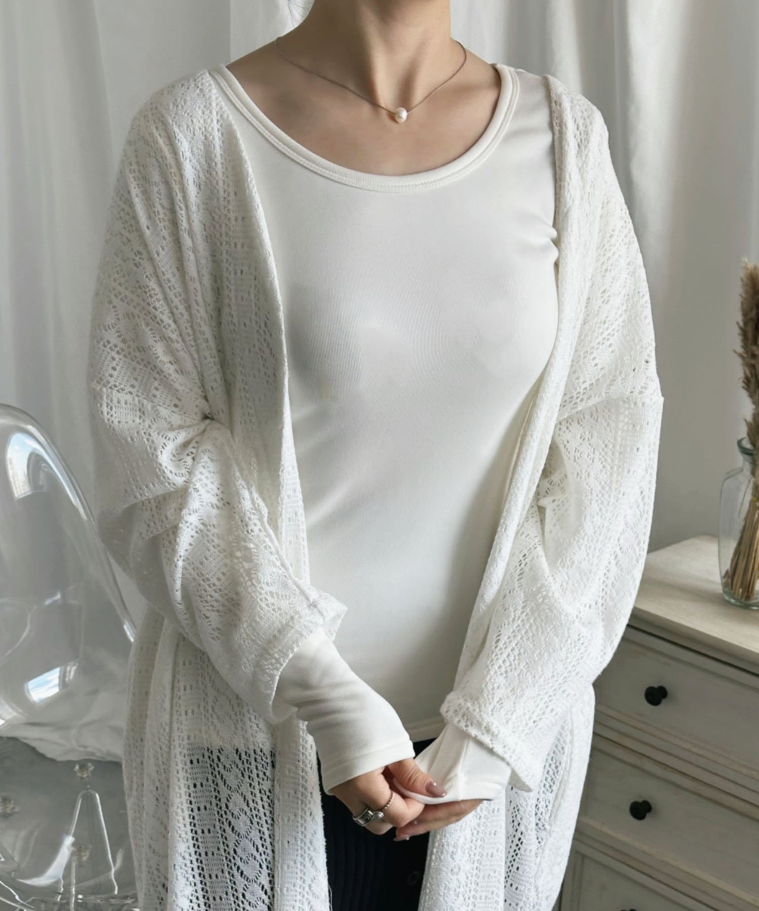 【アイモハ/aimoha】のaimoha/Uネック裏ボアインナートップス インテリア・キッズ・メンズ・レディースファッション・服の通販 founy(ファニー) 　ファッション　Fashion　レディースファッション　Fashion for Women　トップス・カットソー　Cut & Sew Tops　おすすめ　Recommended / Our Picks　インナー　Innerwear　フィット　Fit, Slim Fit　ホワイト|ID: prp329100004755825 ipo3291000000034498113