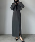 【ジュノア/JUNOAH】のLouere ショートテーラードジャケット+前スリットタイトスカートSET チャコール|ID: prp329100004755875 ipo3291000000034486551
