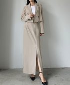 【ジュノア/JUNOAH】のLouere ショートテーラードジャケット+前スリットタイトスカートSET グレージュ|ID: prp329100004755875 ipo3291000000034486553