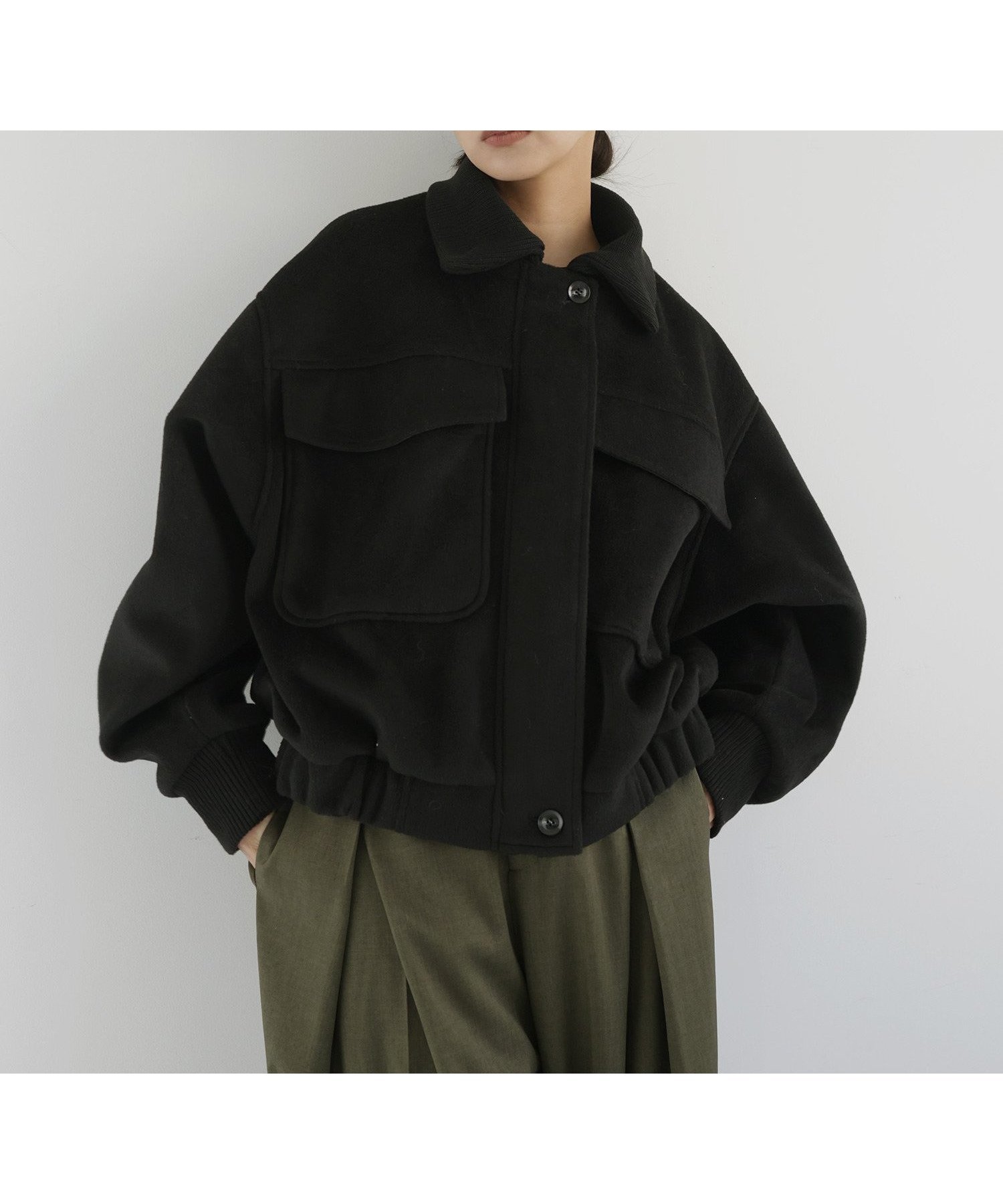 【ヘラム/hellam】のモッサ切り替えリブショートブルゾン インテリア・キッズ・メンズ・レディースファッション・服の通販 founy(ファニー) 　ファッション　Fashion　レディースファッション　Fashion for Women　アウター　Coat / Outerwear Collection　ブルゾンジャケット・スポーティアウター　Blouson Jackets　ショート　Short, Short Length　ブルゾン　Blouson, Bomber Jacket　ブラック|ID: prp329100004755918 ipo3291000000034498158