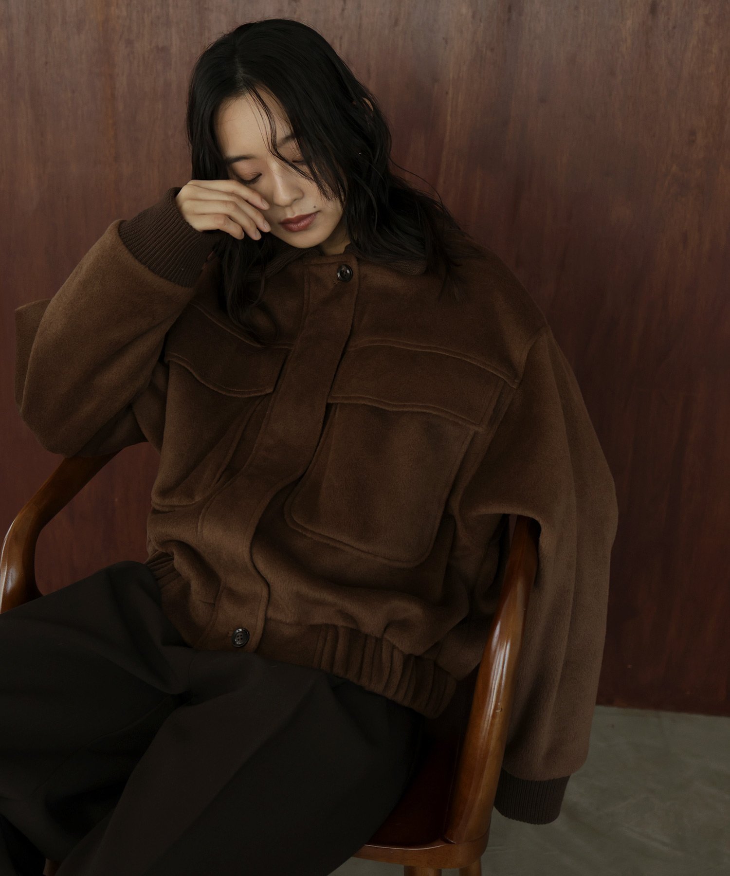 【ヘラム/hellam】のモッサ切り替えリブショートブルゾン インテリア・キッズ・メンズ・レディースファッション・服の通販 founy(ファニー) 　ファッション　Fashion　レディースファッション　Fashion for Women　アウター　Coat / Outerwear Collection　ブルゾンジャケット・スポーティアウター　Blouson Jackets　ショート　Short, Short Length　ブルゾン　Blouson, Bomber Jacket　ブラウン|ID: prp329100004755918 ipo3291000000034498160