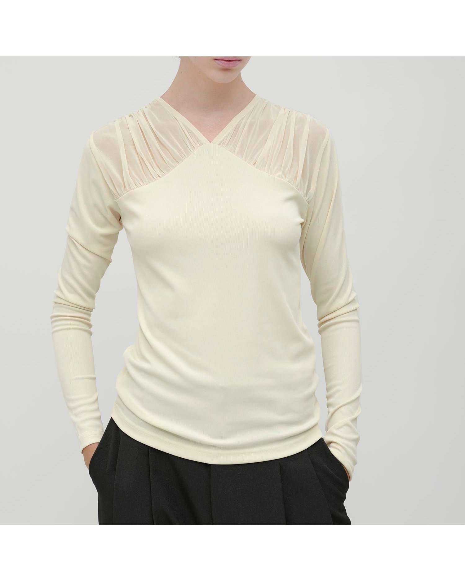 【エイチオーヴィー/H O V】のkiehtova/TULLE DOCKING TOPS/チュール ドッキング トップス 長袖 シアー インテリア・キッズ・メンズ・レディースファッション・服の通販 founy(ファニー) ファッション Fashion レディースファッション Fashion for Women トップス・カットソー Cut & Sew Tops シアー Sheer, See-Through チュール Tulip, Tulip Motif ドッキング Docking, Mixed Material 長袖 Long Sleeve, Full Sleeve ivory|ID: prp329100004755954 ipo3291000000034822118