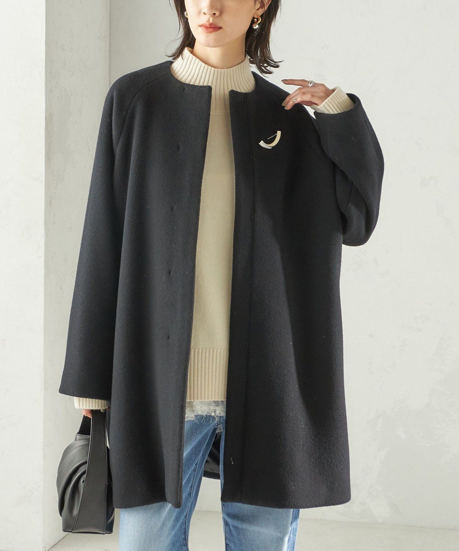 【シップス フォー ウィメン/SHIPS】のPure SUPER100 ノーカラー コート 人気、トレンドファッション・服の通販 founy(ファニー) 　ファッション　Fashion　レディースファッション　Fashion for Women　アウター　Coat / Outerwear Collection　コート・ロングコート・ピーコート　Long Coats, Peacoats & More　スリーブ　Sleeve, Long Sleeve / Short Sleeve　バランス　Balance, Style Balance　フェイス　Face, Facial Design　フォルム　Silhouette, Form　フロント　Front, Front Design　ポケット　Pocket, Pocket Detail　おすすめ　Recommended / Our Picks　2025年　2025　2025-2026秋冬・A/W　Autumn/Winter 2025–26 AW25–26　 other-1|ID: prp329100004755964 ipo3291000000034902815