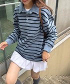 【チャオパニックティピー/CIAOPANIC TYPY】の【WEB限定】ボーダー襟付きトップス ブルー|ID: prp329100004756020 ipo3291000000034402541