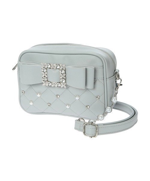 【ノエミ/NOEMIE】のお嬢さんビジューリボンショルダーバッグ インテリア・キッズ・メンズ・レディースファッション・服の通販 founy(ファニー) 　ファッション　Fashion　レディースファッション　Fashion for Women　バッグ　Bags　パール　Pearl, Pearl Accent　フェミニン　Feminine, Girly　ロマンティック　Romantic, Feminine Style　グレー|ID: prp329100004756120 ipo3291000000034691239