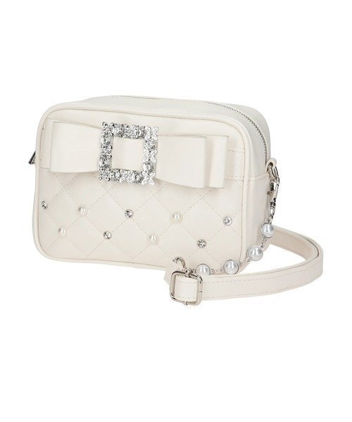 【ノエミ/NOEMIE】のお嬢さんビジューリボンショルダーバッグ インテリア・キッズ・メンズ・レディースファッション・服の通販 founy(ファニー) 　ファッション　Fashion　レディースファッション　Fashion for Women　バッグ　Bags　パール　Pearl, Pearl Accent　フェミニン　Feminine, Girly　ロマンティック　Romantic, Feminine Style　アイボリー|ID: prp329100004756120 ipo3291000000034691241