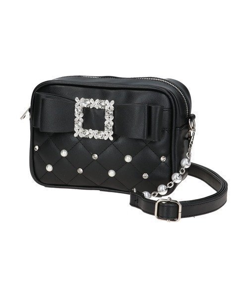 【ノエミ/NOEMIE】のお嬢さんビジューリボンショルダーバッグ インテリア・キッズ・メンズ・レディースファッション・服の通販 founy(ファニー) 　ファッション　Fashion　レディースファッション　Fashion for Women　バッグ　Bags　パール　Pearl, Pearl Accent　フェミニン　Feminine, Girly　ロマンティック　Romantic, Feminine Style　黒|ID: prp329100004756120 ipo3291000000034691242