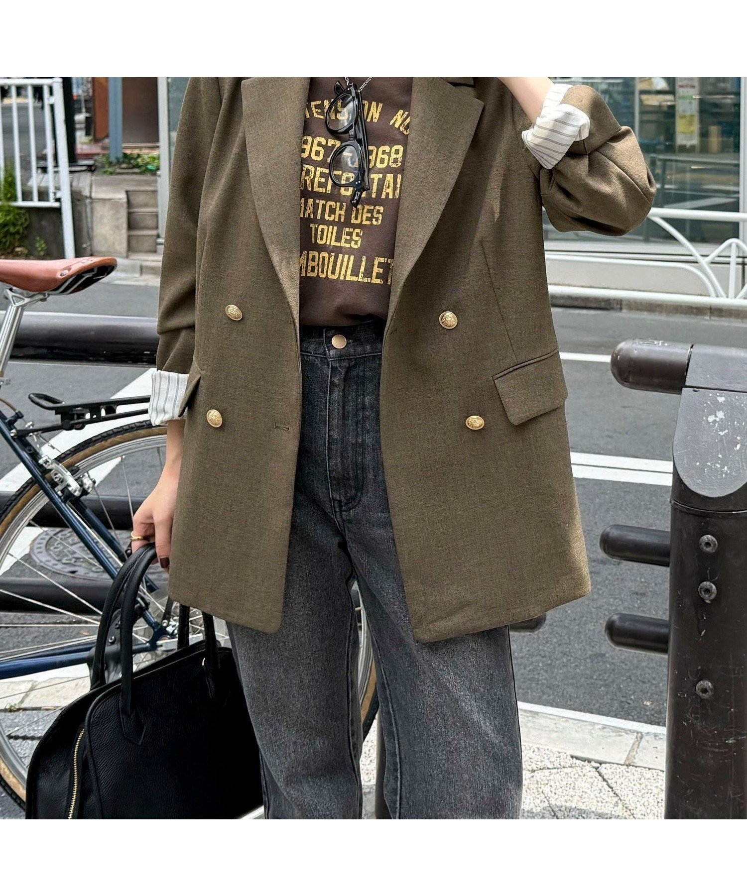 【フレディ&グロスター/FREDY&GLOSTER】のダブルブレストジャケット インテリア・キッズ・メンズ・レディースファッション・服の通販 founy(ファニー) 　ファッション　Fashion　レディースファッション　Fashion for Women　アウター　Coat / Outerwear Collection　レディースジャケット・軽アウター　Jackets　2025年　2025　2025-2026秋冬・A/W　Autumn/Winter 2025–26 AW25–26　シンプル　Simple, Minimal　デニム　Denim, Jeans Material　トレンド　Trend, Trending Now　今季　This Season, Current Season　定番　Standard, Basic Item　ブラウン|ID: prp329100004756136 ipo3291000000034509253