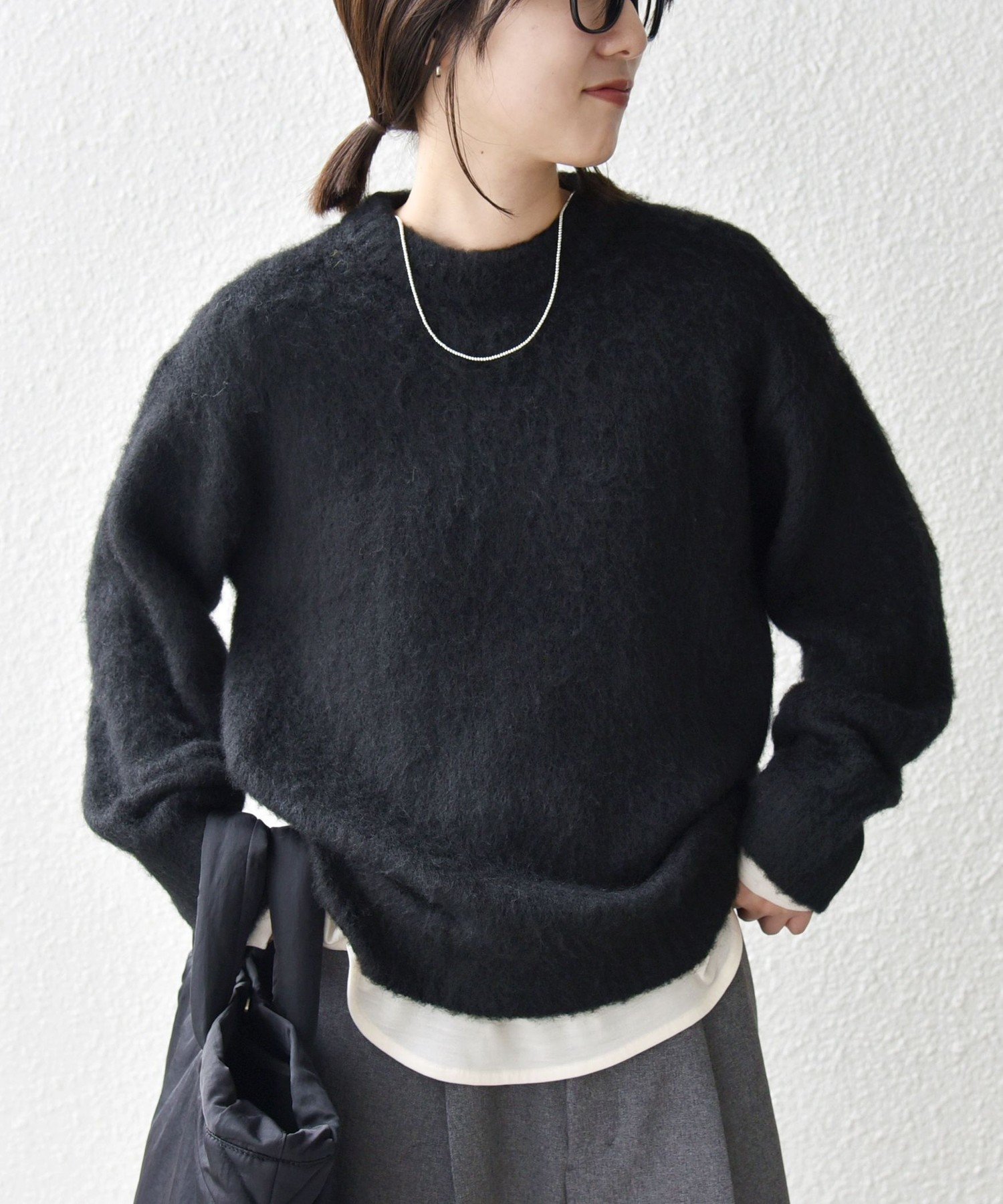 【シップス フォー ウィメン/SHIPS】のSHIPS any 手洗い可能 シャギー クルーネック ニット プルオーバー インテリア・キッズ・メンズ・レディースファッション・服の通販 founy(ファニー) 　ファッション　Fashion　レディースファッション　Fashion for Women　トップス・カットソー　Cut & Sew Tops　ニット　Knit Tops & Sweaters　カジュアルプルオーバー・ニットトップス　Pullovers & Knit Tops / Casual Pullovers　アクリル　Acrylic Material　イエロー　Yellow　インナー　Innerwear　洗える　Machine Washable　今季　This Season, Current Season　チェック　Check, Plaid, Tartan　ベーシック　Basic, Essential　ボトム　Bottoms, Lower Wear　冬　Winter / This Winter　おすすめ　Recommended / Our Picks　2025年　2025　2025-2026秋冬・A/W　Autumn/Winter 2025–26 AW25–26　ブラック|ID: prp329100004756212 ipo3291000000034405067