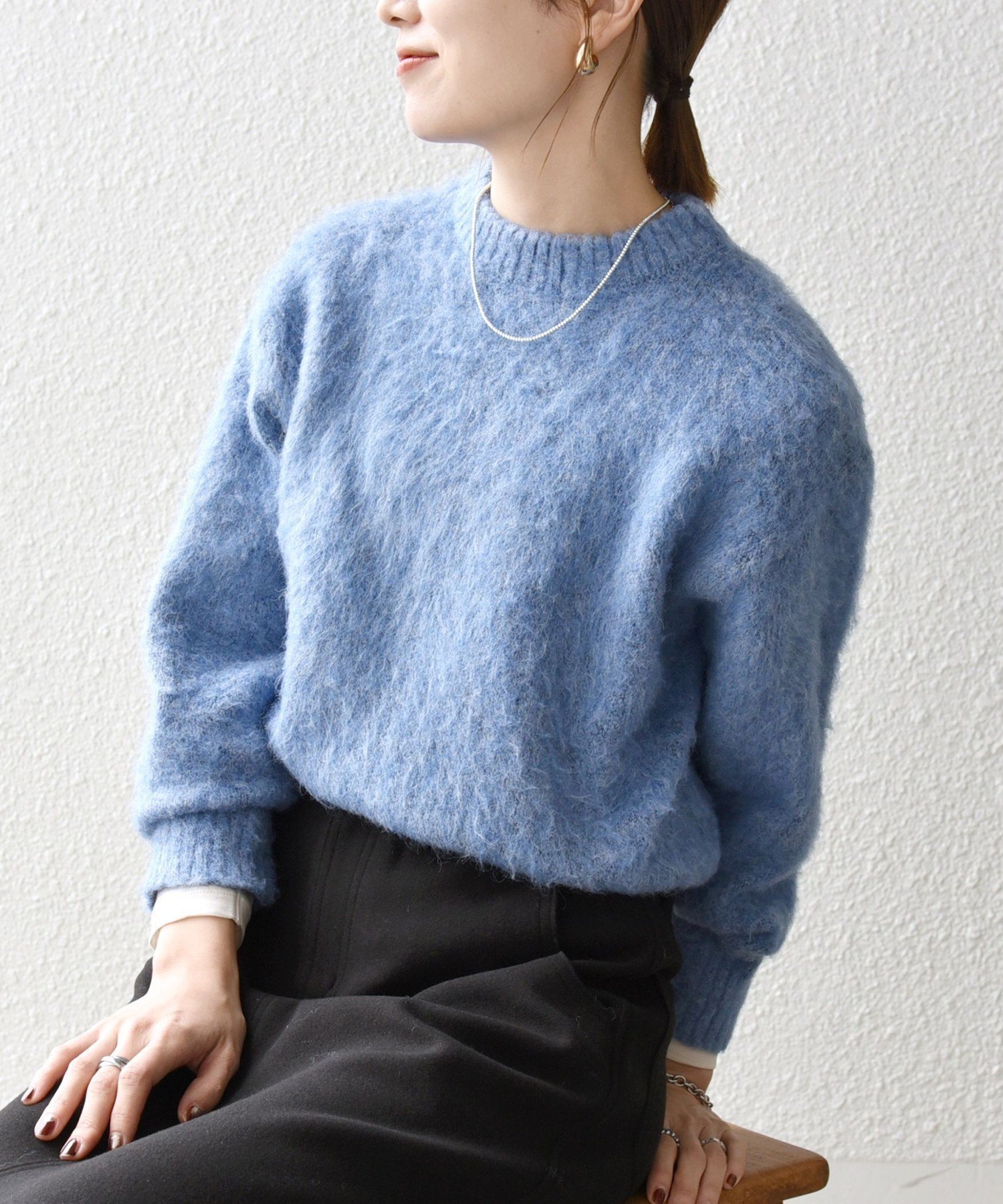 【シップス フォー ウィメン/SHIPS】のSHIPS any 手洗い可能 シャギー クルーネック ニット プルオーバー インテリア・キッズ・メンズ・レディースファッション・服の通販 founy(ファニー) 　ファッション　Fashion　レディースファッション　Fashion for Women　トップス・カットソー　Cut & Sew Tops　ニット　Knit Tops & Sweaters　カジュアルプルオーバー・ニットトップス　Pullovers & Knit Tops / Casual Pullovers　アクリル　Acrylic Material　イエロー　Yellow　インナー　Innerwear　洗える　Machine Washable　今季　This Season, Current Season　チェック　Check, Plaid, Tartan　ベーシック　Basic, Essential　ボトム　Bottoms, Lower Wear　冬　Winter / This Winter　おすすめ　Recommended / Our Picks　2025年　2025　2025-2026秋冬・A/W　Autumn/Winter 2025–26 AW25–26　ブルー|ID: prp329100004756212 ipo3291000000034405071