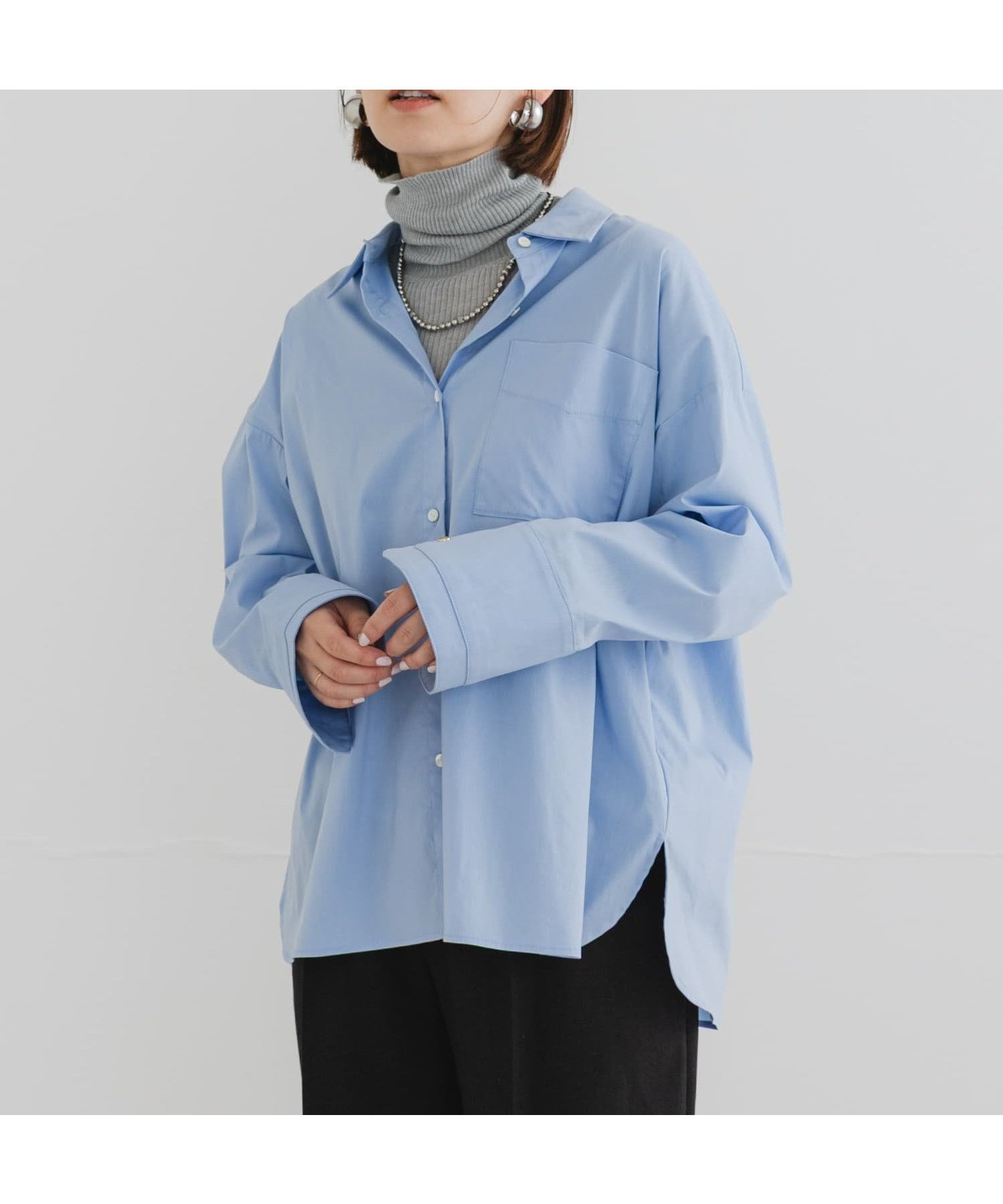 【アーバンリサーチ ロッソ/URBAN RESEARCH ROSSO】のF by ROSSO イージーケアオーバーシャツ インテリア・キッズ・メンズ・レディースファッション・服の通販 founy(ファニー) 　ファッション　Fashion　レディースファッション　Fashion for Women　トップス・カットソー　Cut & Sew Tops　シャツ・ブラウス・オフィスカジュアル　Elegant Blouses & Button-Ups　2025年　2025　2025-2026秋冬・A/W　Autumn/Winter 2025–26 AW25–26　冬　Winter / This Winter　カフス　Cuff Design　ストレッチ　Stretch, Stretchy Fabric　リラックス　Relax, Relaxed Fit　エレガント 上品　Elegant　A/W・秋冬　Autumn/Winter　SAX|ID: prp329100004756224 ipo3291000000034580483