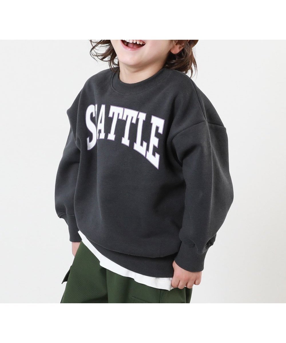 【デビロック/devirock / KIDS】のデビラボ プリント 裏起毛 BIGシルエットトレーナー トレーナー トップス 25AW インテリア・キッズ・メンズ・レディースファッション・服の通販 founy(ファニー) 　ファッション　Fashion　キッズファッション　Fashion for Kids　トップス・カットソー　Cut & Sew Tops　トレンド　Trend, Trending Now　トレーナー　Sweatshirt, Trainer　プリント　Print, Printed Pattern　おすすめ　Recommended / Our Picks　2025年　2025　2025-2026秋冬・A/W　Autumn/Winter 2025–26 AW25–26　001-ロゴ-スミクロ|ID: prp329100004756286 ipo3291000000034448924