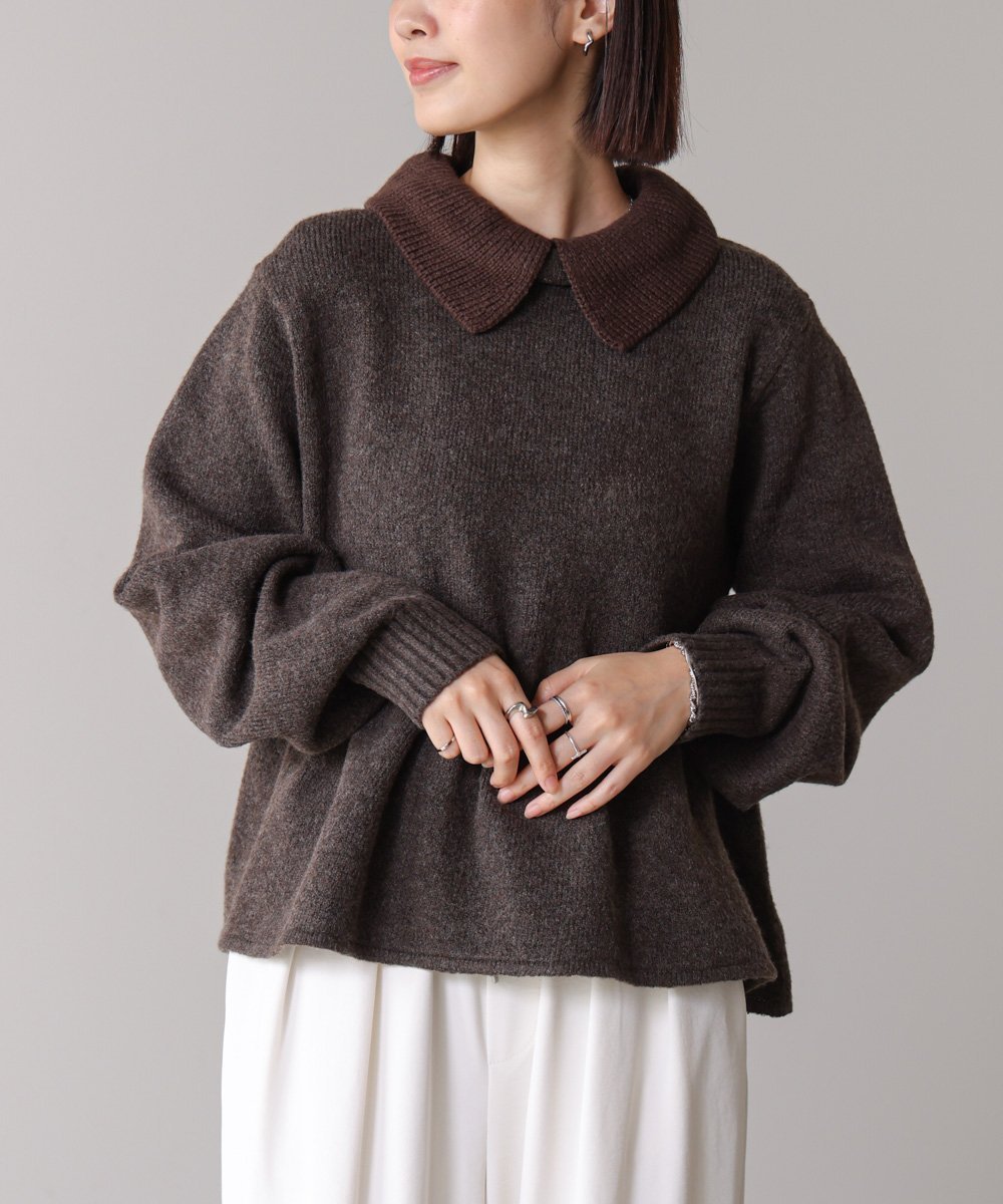 【バブ ブージュルード/Bab Bou Jeloud】の襟付きペプラムニット インテリア・キッズ・メンズ・レディースファッション・服の通販 founy(ファニー) ファッション Fashion レディースファッション Fashion for Women トップス・カットソー Cut & Sew Tops ニット Knit Tops & Sweaters おすすめ Recommended / Our Picks アクリル Acrylic Material オータム Autumn Fashion シンプル Simple, Minimal ペプラム Peplum, Flared Hem 再入荷 Restock / Back in Stock A/W・秋冬 Autumn/Winter BROWN|ID: prp329100004756309 ipo3291000000034458331