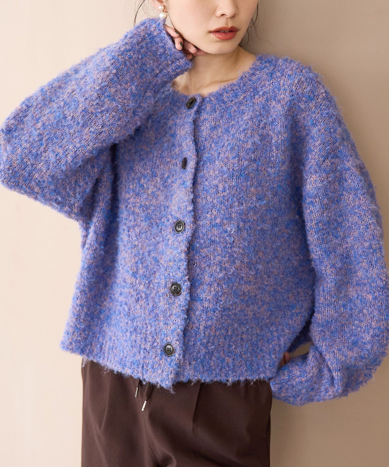 【コーエン/COEN】のブークレ 2way ミックスニットカーディガン【Youtube紹介アイテム】 インテリア・キッズ・メンズ・レディースファッション・服の通販 founy(ファニー) 　ファッション　Fashion　レディースファッション　Fashion for Women　トップス・カットソー　Cut & Sew Tops　ニット　Knit Tops & Sweaters　カーディガン・羽織り　Layered Style Cardigans　イエロー　Yellow　インナー　Innerwear　秋　Autumn　カーディガン　Cardigan, Knitwear　スニーカー　Sneakers, Trainers　タートルネック　Turtleneck, High Neck　定番　Standard, Basic Item　リラックス　Relax, Relaxed Fit　おすすめ　Recommended / Our Picks　COBALT|ID: prp329100004756328 ipo3291000000034676388