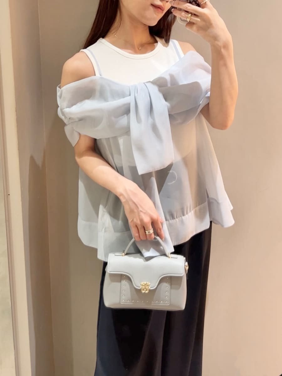 【スナイデル/SNIDEL】のデザインブラウスSETノースリカットソー インテリア・キッズ・メンズ・レディースファッション・服の通販 founy(ファニー) 　ファッション　Fashion　レディースファッション　Fashion for Women　トップス・カットソー　Cut & Sew Tops　シャツ・ブラウス・オフィスカジュアル　Elegant Blouses & Button-Ups　カットソー・ベーシックTシャツ　Cut-and-Sewn Tops / Stretch Tees & Basics　オーガンジー　Organza Fabric　ギャザー　Gathered, Ruffled　コンビ　Combo, Combination Style　シンプル　Simple, Minimal　ストレート　Straight, Straight Cut　スマート　Smart, Elegant　タンク　Tank Top, Sleeveless Top　ボトム　Bottoms, Lower Wear　ラップ　Wrap, Wrap Design　リボン　Ribbon, Bow　おすすめ　Recommended / Our Picks　エレガント 上品　Elegant　LBLU[081]|ID: prp329100004756385 ipo3291000000034407126