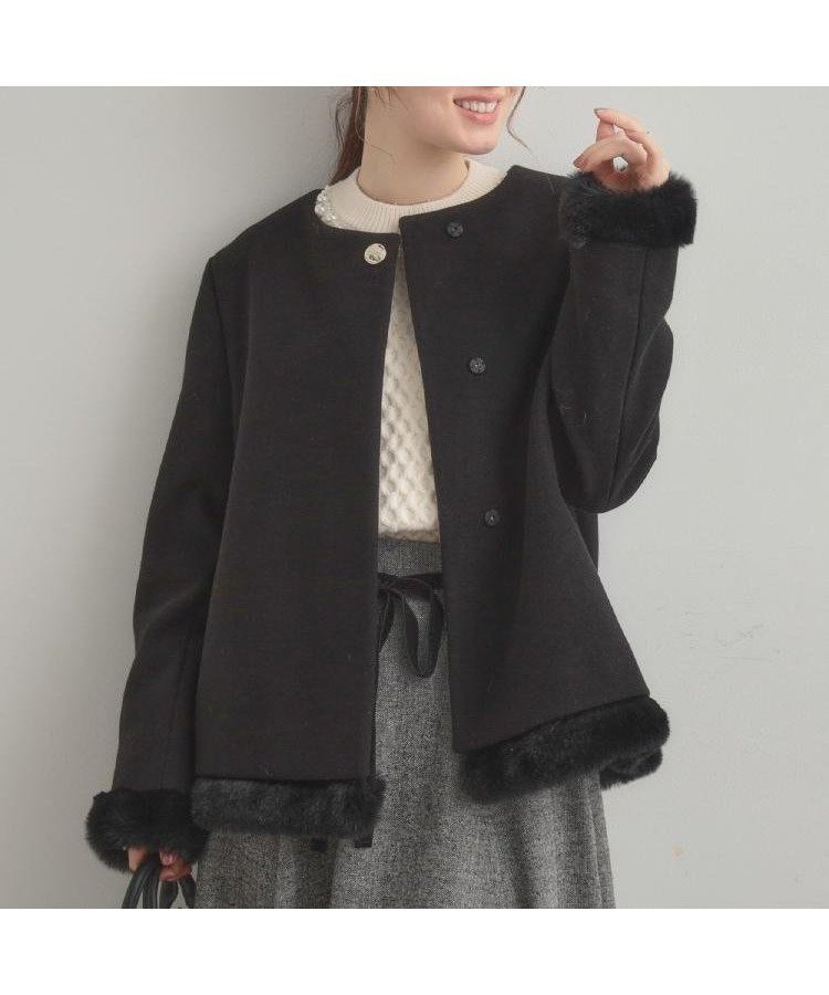 【クチュール ブローチ/Couture Brooch】の【大人レディ・フェイクファー取り外し可能】ケープ風ショートコート インテリア・キッズ・メンズ・レディースファッション・服の通販 founy(ファニー) ファッション Fashion レディースファッション Fashion for Women アウター Coat / Outerwear Collection コート・ロングコート・ピーコート Long Coats, Peacoats & More 2025年 2025 2025-2026秋冬・A/W Autumn/Winter 2025–26 AW25–26 おすすめ Recommended / Our Picks ショート Short, Short Length スマート Smart, Elegant トリミング Trimming, Decorative Edge フェイクファー Faux Fur, Imitation Fur ポケット Pocket, Pocket Detail ブラック|ID: prp329100004756973 ipo3291000000034476149