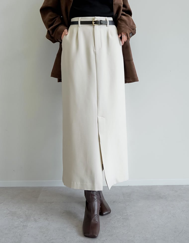 【リエディ/Re:EDIT】の微起毛ツイルタイトスカート インテリア・キッズ・メンズ・レディースファッション・服の通販 founy(ファニー) 　ファッション　Fashion　レディースファッション　Fashion for Women　スカート　Skirts　コンパクト　Compact, Small Size　スリット　Slit, Slit Detail　タイトスカート　Pencil Skirt, Tight Skirt　ツイル　Twist, Twisted Detail　バランス　Balance, Style Balance　フロント　Front, Front Design　リブニット　Rib Knit, Ribbed Knit　ループ　Loop, Loop Knit　A/W・秋冬　Autumn/Winter　おすすめ　Recommended / Our Picks　エレガント 上品　Elegant　ビジネス 仕事 通勤　Business / Work / Commuting　アイボリー|ID: prp329100004757069 ipo3291000000034608706