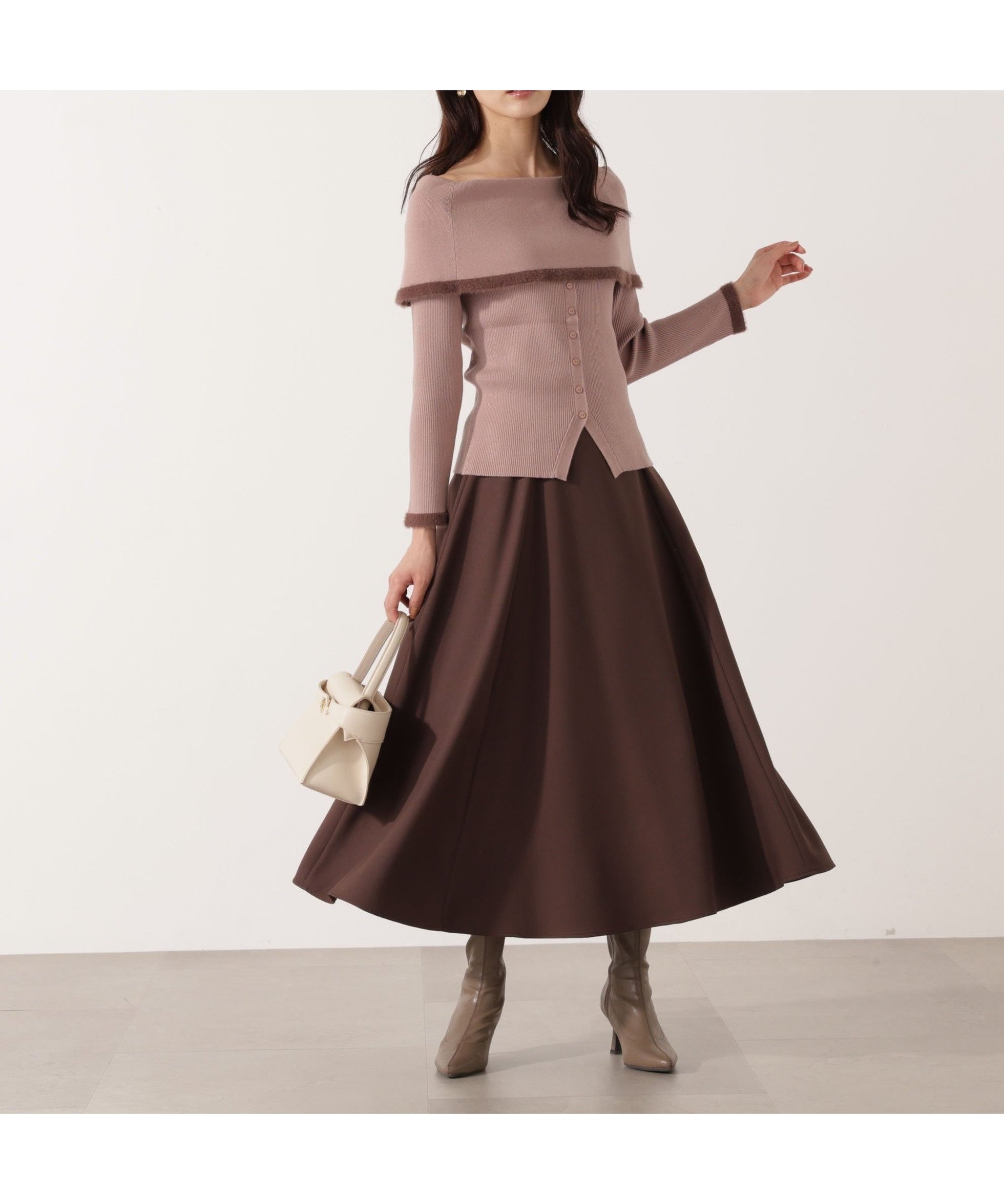 【プロポーション ボディドレッシング/PROPORTION BODY DRESSING】のウォッシャブル ウィンターフレアースカート 25AW インテリア・キッズ・メンズ・レディースファッション・服の通販 founy(ファニー) 　ファッション　Fashion　レディースファッション　Fashion for Women　スカート　Skirts　2025年　2025　2025-2026秋冬・A/W　Autumn/Winter 2025–26 AW25–26　ウォッシャブル　Machine Washable　シンプル　Simple, Minimal　フレア　Flare, Flared　マキシ　Maxi, Full Length　エレガント 上品　Elegant　ブラウン|ID: prp329100004757070 ipo3291000000034413325