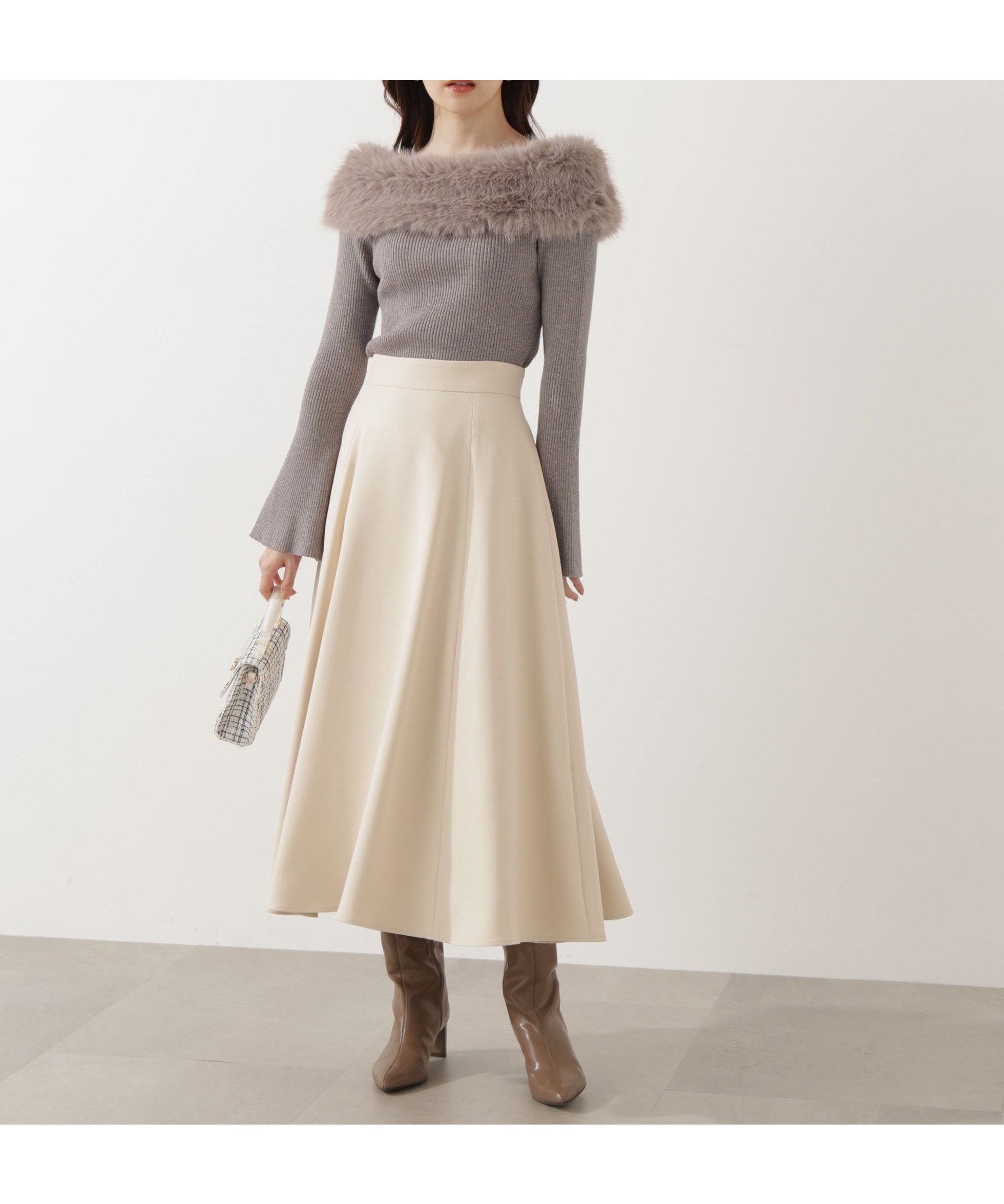 【プロポーション ボディドレッシング/PROPORTION BODY DRESSING】のウォッシャブル ウィンターフレアースカート 25AW インテリア・キッズ・メンズ・レディースファッション・服の通販 founy(ファニー) 　ファッション　Fashion　レディースファッション　Fashion for Women　スカート　Skirts　2025年　2025　2025-2026秋冬・A/W　Autumn/Winter 2025–26 AW25–26　ウォッシャブル　Machine Washable　シンプル　Simple, Minimal　フレア　Flare, Flared　マキシ　Maxi, Full Length　エレガント 上品　Elegant　アイボリー2|ID: prp329100004757070 ipo3291000000034413331