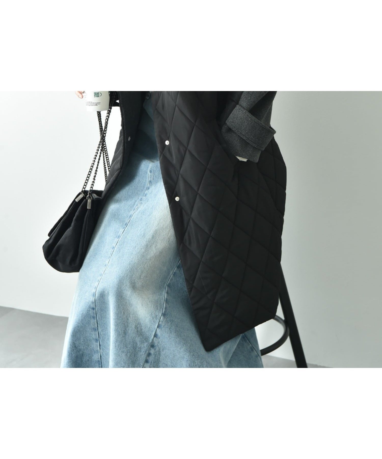 【インタープラネット/INTERPLANET】のシャギー*タフタキルトカラーレスコート 人気、トレンドファッション・服の通販 founy(ファニー) 　ファッション　Fashion　レディースファッション　Fashion for Women　アウター　Coat / Outerwear Collection　コート・ロングコート・ピーコート　Long Coats, Peacoats & More　キルティング　Quilted, Quilting　シンプル　Simple, Minimal　タートル　Turtleneck, Turtle Collar　パーカー　Hoodie, Parka　ベーシック　Basic, Essential　ロング　Long, Long-Length　切替　Switching, Contrast Panel　軽量　Lightweight, Ultra Light　 other-1|ID: prp329100004757085 ipo3291000000034453482