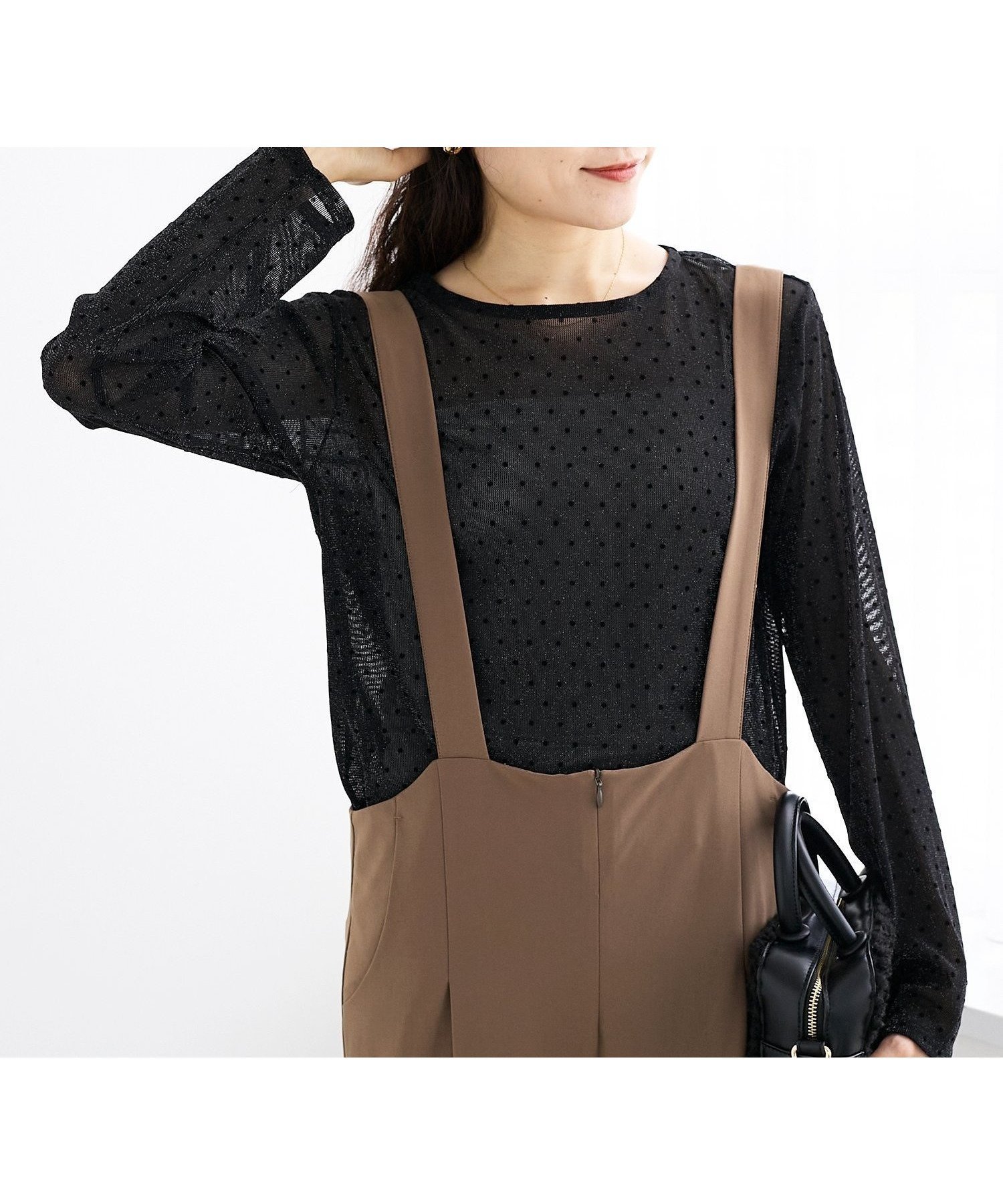 【ルクールブラン/le.coeur blanc】のシアーラメフロッキードットプルオーバー インテリア・キッズ・メンズ・レディースファッション・服の通販 founy(ファニー) 　ファッション　Fashion　レディースファッション　Fashion for Women　トップス・カットソー　Cut & Sew Tops　カジュアルプルオーバー・ニットトップス　Pullovers & Knit Tops / Casual Pullovers　おすすめ　Recommended / Our Picks　インナー　Innerwear　シアー　Sheer, See-Through　ジャケット　Jacket, Outerwear　ベスト　Vest, Waistcoat　秋　Autumn　ブラック柄|ID: prp329100004757087 ipo3291000000034413565