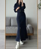 【ジュノア/JUNOAH】のLouere 裏起毛スウェットショートパーカー+スリットマーメイドスカートSET ネイビー|ID: prp329100004757088 ipo3291000000034486832