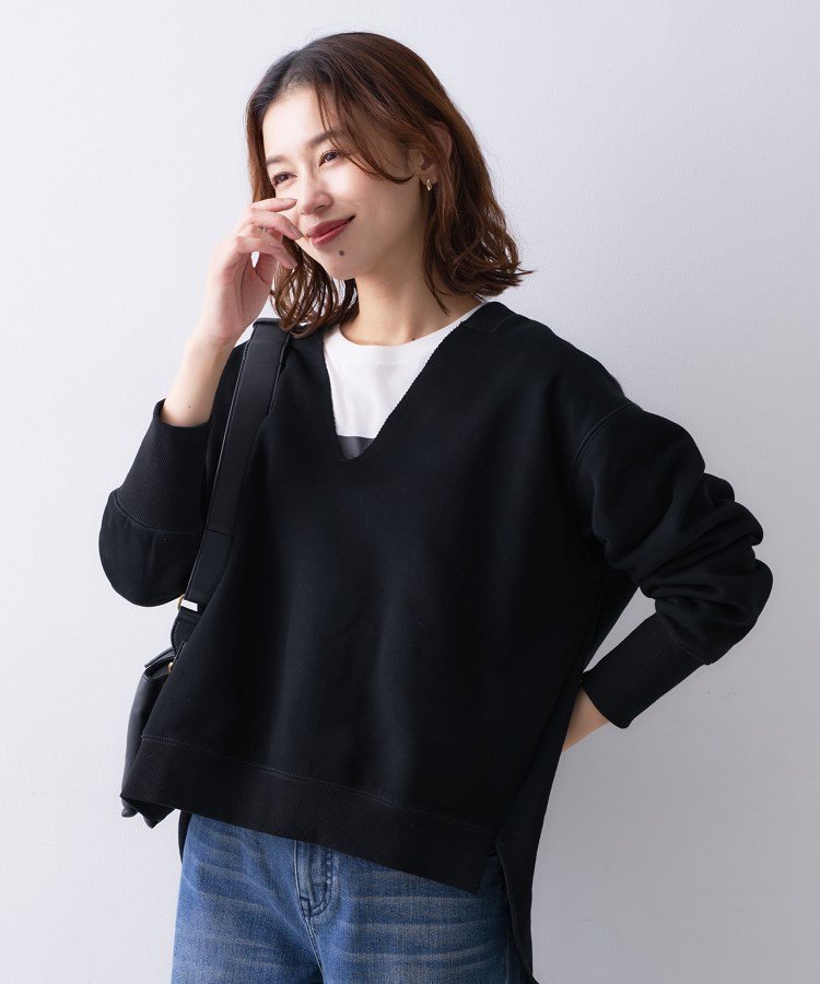 【アンタイトル/UNTITLED】の【Liyoca】ソフト裏毛Vネックプルオーバー インテリア・キッズ・メンズ・レディースファッション・服の通販 founy(ファニー) ファッション Fashion レディースファッション Fashion for Women トップス・カットソー Cut & Sew Tops カジュアルプルオーバー・ニットトップス Pullovers & Knit Tops / Casual Pullovers Vネックトップス V-Neck Tops / V-Cut Neckline Shirts エレガント 上品 Elegant 春 Spring 今季 This Season, Current Season スマート Smart, Elegant スリット Slit, Slit Detail デニム Denim, Jeans Material リアル Real, Realistic リラックス Relax, Relaxed Fit ワイド Wide, Wide Fit おすすめ Recommended / Our Picks ブラック|ID: prp329100004757141 ipo3291000000034413978