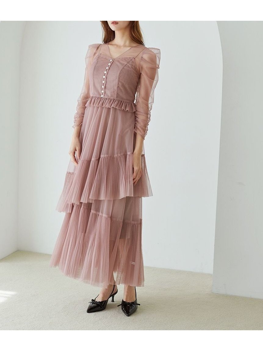 【スナイデル/SNIDEL】のSustainableティアードチュールドレス インテリア・キッズ・メンズ・レディースファッション・服の通販 founy(ファニー) 　ファッション　Fashion　レディースファッション　Fashion for Women　ワンピース　Dresses　フォーマル・パーティードレス・結婚式用ドレス　Elegant & Casual Dresses　イエロー　Yellow　インナー　Innerwear　ウェーブ　Wavy Pattern　エレガント 上品　Elegant　ギャザー　Gathered, Ruffled　シアー　Sheer, See-Through　シャーリング　Shirring, Ruched　ショルダー　Shoulder, Shoulder Strap　ジャケット　Jacket, Outerwear　センター　Center, Center Line　ドッキング　Docking, Mixed Material　フィット　Fit, Slim Fit　フリル　Frill, Ruffle　おすすめ　Recommended / Our Picks　ホリデーシーズン　Holiday Season　PBEG[036]|ID: prp329100004757164 ipo3291000000034414097