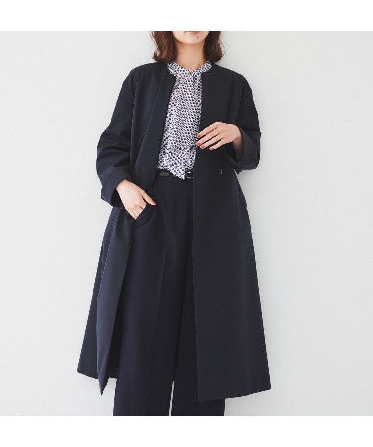 【アンタイトル/UNTITLED】の【撥水/春コート】コットンライク ストレッチコート インテリア・キッズ・メンズ・レディースファッション・服の通販 founy(ファニー) 　ファッション　Fashion　レディースファッション　Fashion for Women　アウター　Coat / Outerwear Collection　コート・ロングコート・ピーコート　Long Coats, Peacoats & More　おすすめ　Recommended / Our Picks　ストレッチ　Stretch, Stretchy Fabric　スマート　Smart, Elegant　フロント　Front, Front Design　ポケット　Pocket, Pocket Detail　春　Spring　軽量　Lightweight, Ultra Light　ネイビー|ID: prp329100004757262 ipo3291000000034415034