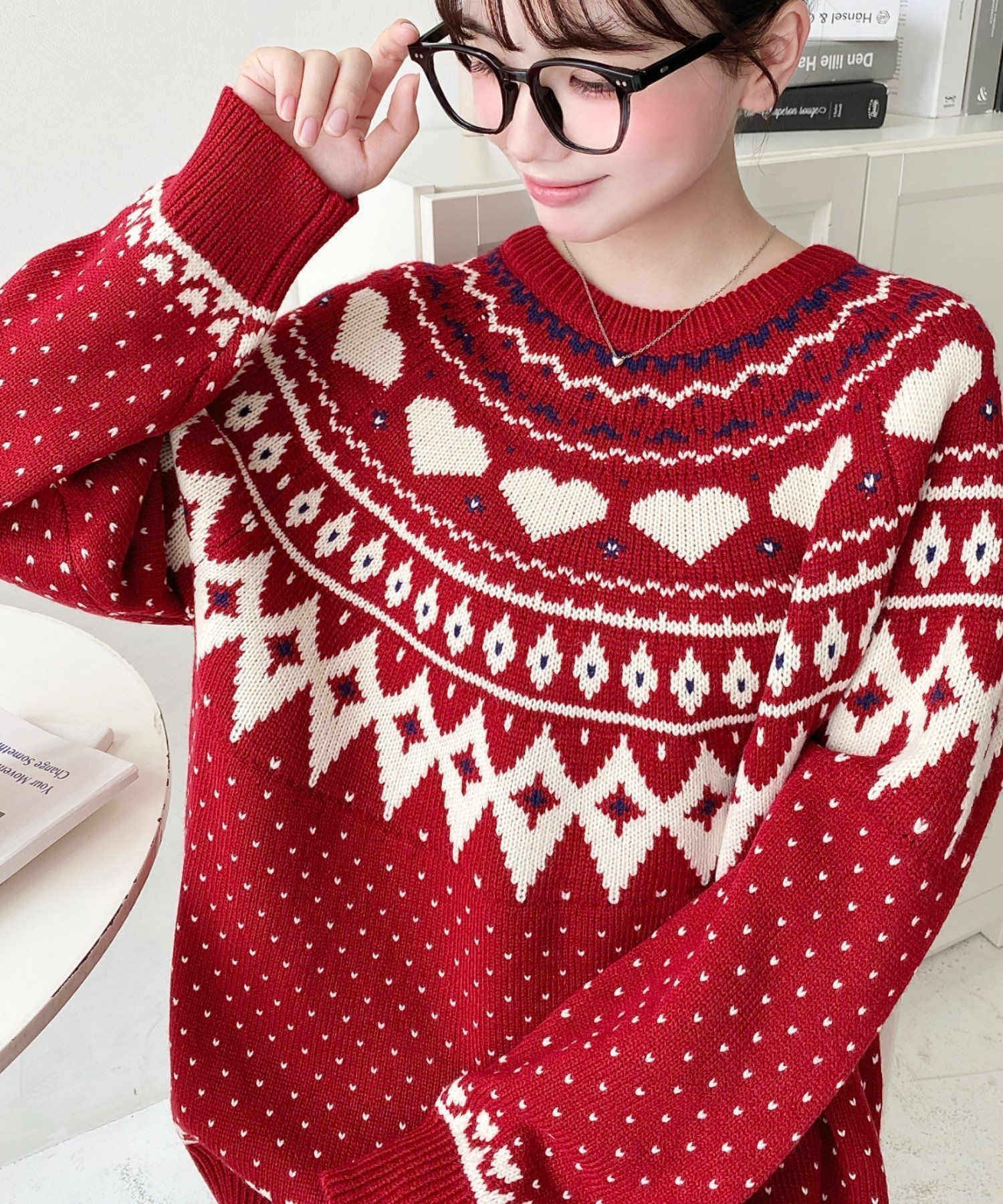 【モーメントプラス/moment+ / MEN】の5G ハート柄求心ジャガードニットプルオーバー インテリア・キッズ・メンズ・レディースファッション・服の通販 founy(ファニー) 　ファッション　Fashion　メンズファッション　Fashion for Men　トップス・カットソー　Cut & Sew Tops　ニット・セーター / 定番トップス　Knit Tops & Sweaters　アクリル　Acrylic Material　カットソー　Cut and Sewn Top　シルバー　Silver, Metallic Silver　シンプル　Simple, Minimal　デニム　Denim, Jeans Material　トレンド　Trend, Trending Now　定番　Standard, Basic Item　バランス　Balance, Style Balance　ベーシック　Basic, Essential　ボトム　Bottoms, Lower Wear　リラックス　Relax, Relaxed Fit　ロング　Long, Long-Length　再入荷　Restock / Back in Stock　プチプライス・低価格　Affordable / Budget Price　おすすめ　Recommended / Our Picks　レッド|ID: prp329100004757650 ipo3291000000034449017