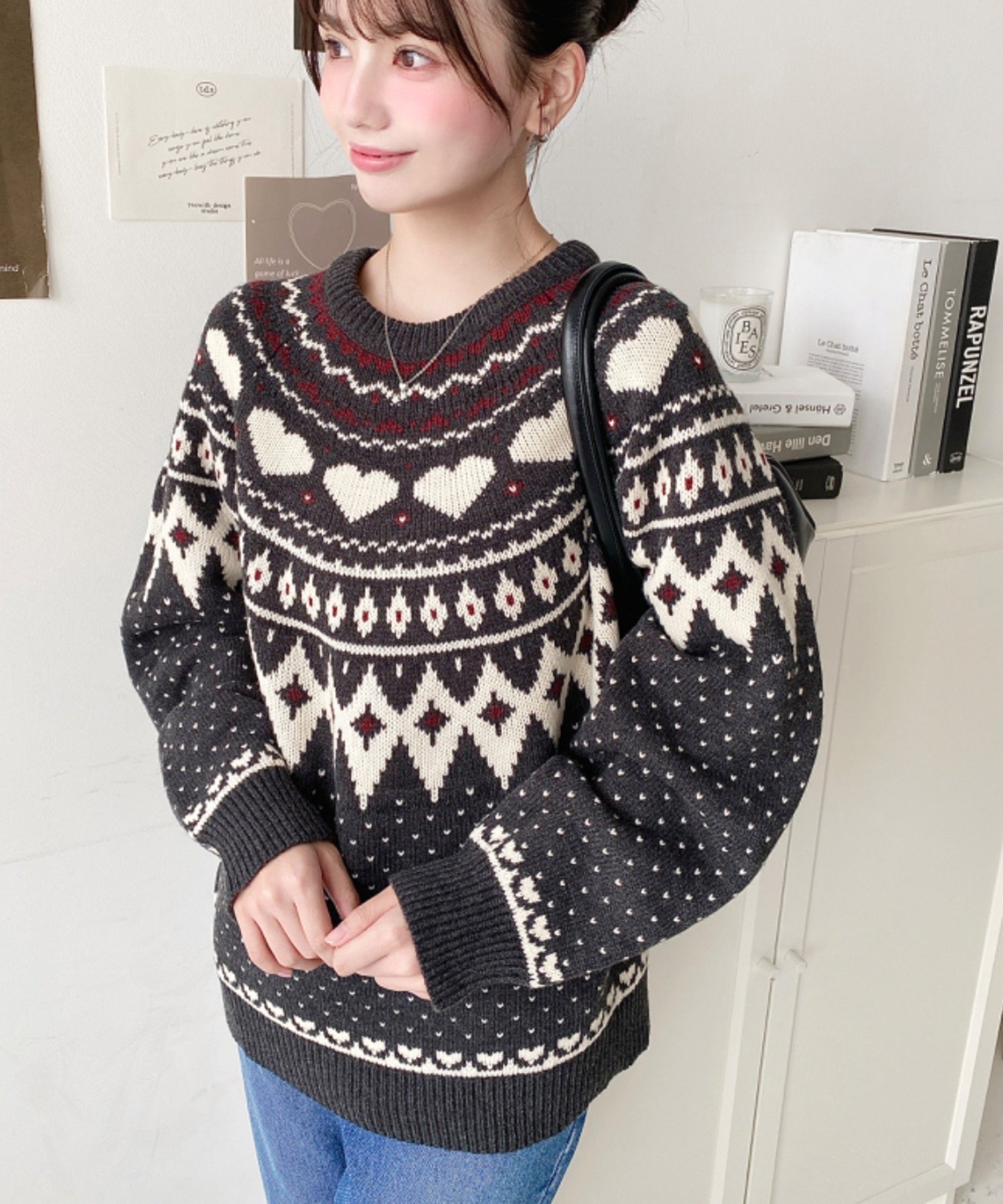 【モーメントプラス/moment+ / MEN】の5G ハート柄求心ジャガードニットプルオーバー インテリア・キッズ・メンズ・レディースファッション・服の通販 founy(ファニー) 　ファッション　Fashion　メンズファッション　Fashion for Men　トップス・カットソー　Cut & Sew Tops　ニット・セーター / 定番トップス　Knit Tops & Sweaters　アクリル　Acrylic Material　カットソー　Cut and Sewn Top　シルバー　Silver, Metallic Silver　シンプル　Simple, Minimal　デニム　Denim, Jeans Material　トレンド　Trend, Trending Now　定番　Standard, Basic Item　バランス　Balance, Style Balance　ベーシック　Basic, Essential　ボトム　Bottoms, Lower Wear　リラックス　Relax, Relaxed Fit　ロング　Long, Long-Length　再入荷　Restock / Back in Stock　プチプライス・低価格　Affordable / Budget Price　おすすめ　Recommended / Our Picks　チャコールグレー|ID: prp329100004757650 ipo3291000000034449018