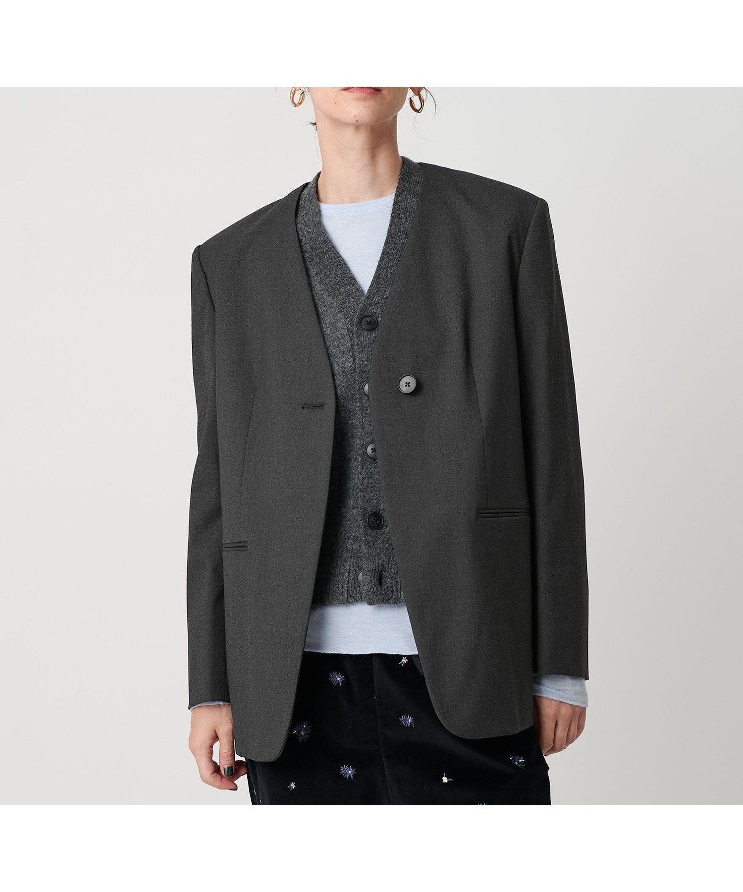 【ビューティ&ユース ユナイテッドアローズ/BEAUTY&YOUTH / UNITED ARROWS】のポリエステルレーヨン ノーカラー1ボタンジャケット 人気、トレンドファッション・服の通販 founy(ファニー) 　ファッション　Fashion　レディースファッション　Fashion for Women　アウター　Coat / Outerwear Collection　レディースジャケット・軽アウター　Jackets　秋　Autumn　ジャケット　Jacket, Outerwear　センター　Center, Center Line　ボトム　Bottoms, Lower Wear　おすすめ　Recommended / Our Picks　 other-1|ID: prp329100004758140 ipo3291000000034507630