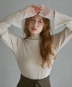 【バブ ブージュルード/Bab Bou Jeloud】の【着回し力抜群! 選べるネック】チュールレイヤードリブニット 人気、トレンドファッション・服の通販 founy(ファニー) ファッション Fashion レディースファッション Fashion for Women トップス・カットソー Cut & Sew Tops ニット Knit Tops & Sweaters インナー Innerwear ストレッチ Stretch, Stretchy Fabric スマート Smart, Elegant センター Center, Center Line チェック Check, Plaid, Tartan チュール Tulip, Tulip Motif ハイネック High Neck, Mock Neck フェミニン Feminine, Girly マーメイド Mermaid, Fishtail Silhouette 再入荷 Restock / Back in Stock おすすめ Recommended / Our Picks エレガント 上品 Elegant |ID:prp329100004758147