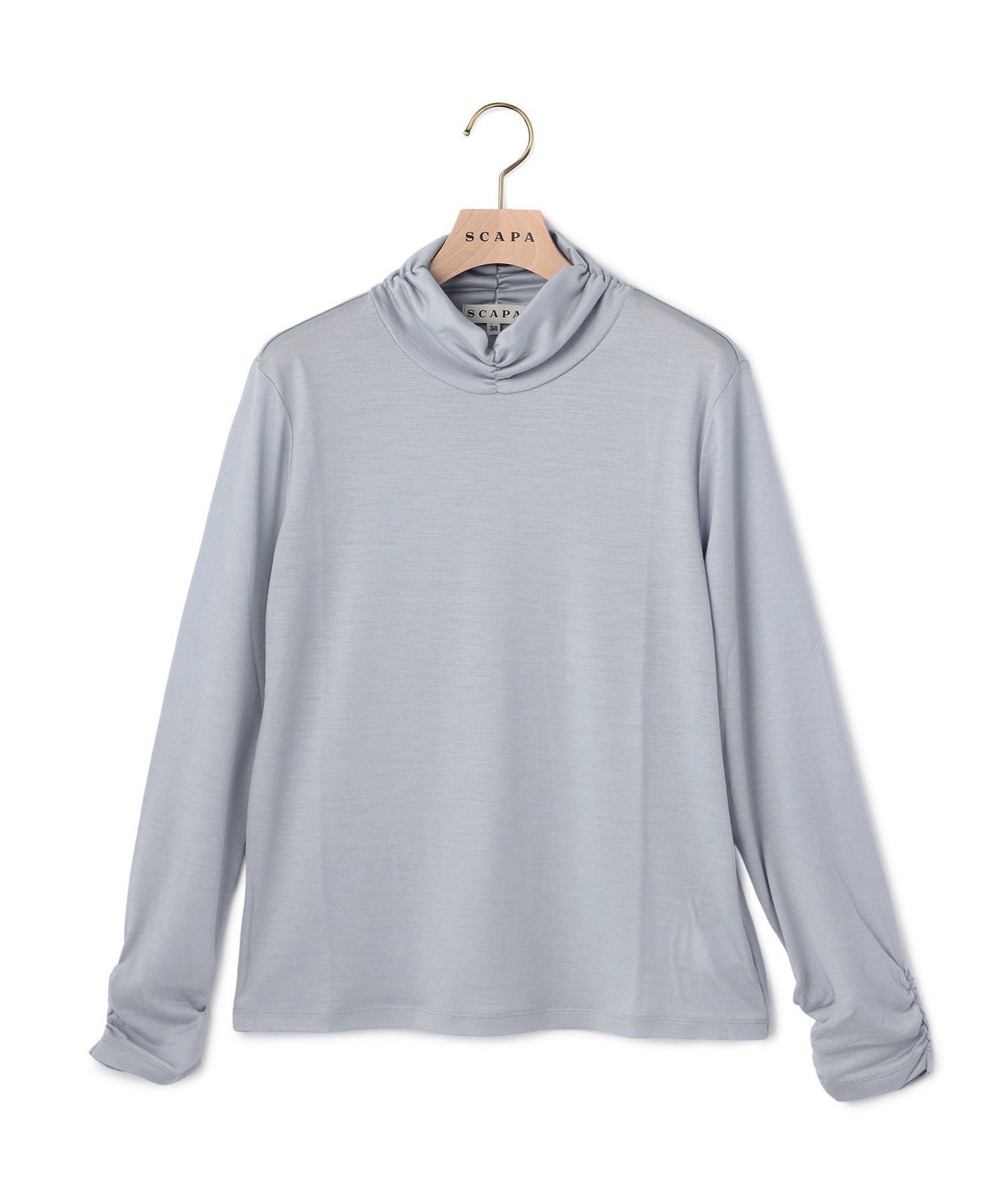 【スキャパ/SCAPA】のバンデーラテンジクカットソー インテリア・キッズ・メンズ・レディースファッション・服の通販 founy(ファニー) 　ファッション　Fashion　レディースファッション　Fashion for Women　トップス・カットソー　Cut & Sew Tops　カットソー・ベーシックTシャツ　Cut-and-Sewn Tops / Stretch Tees & Basics　おすすめ　Recommended / Our Picks　カットソー　Cut and Sewn Top　シンプル　Simple, Minimal　ハイネック　High Neck, Mock Neck　バランス　Balance, Style Balance　無地　Plain, Solid Color　A/W・秋冬　Autumn/Winter　ライトブルー|ID: prp329100004758260 ipo3291000000034487526