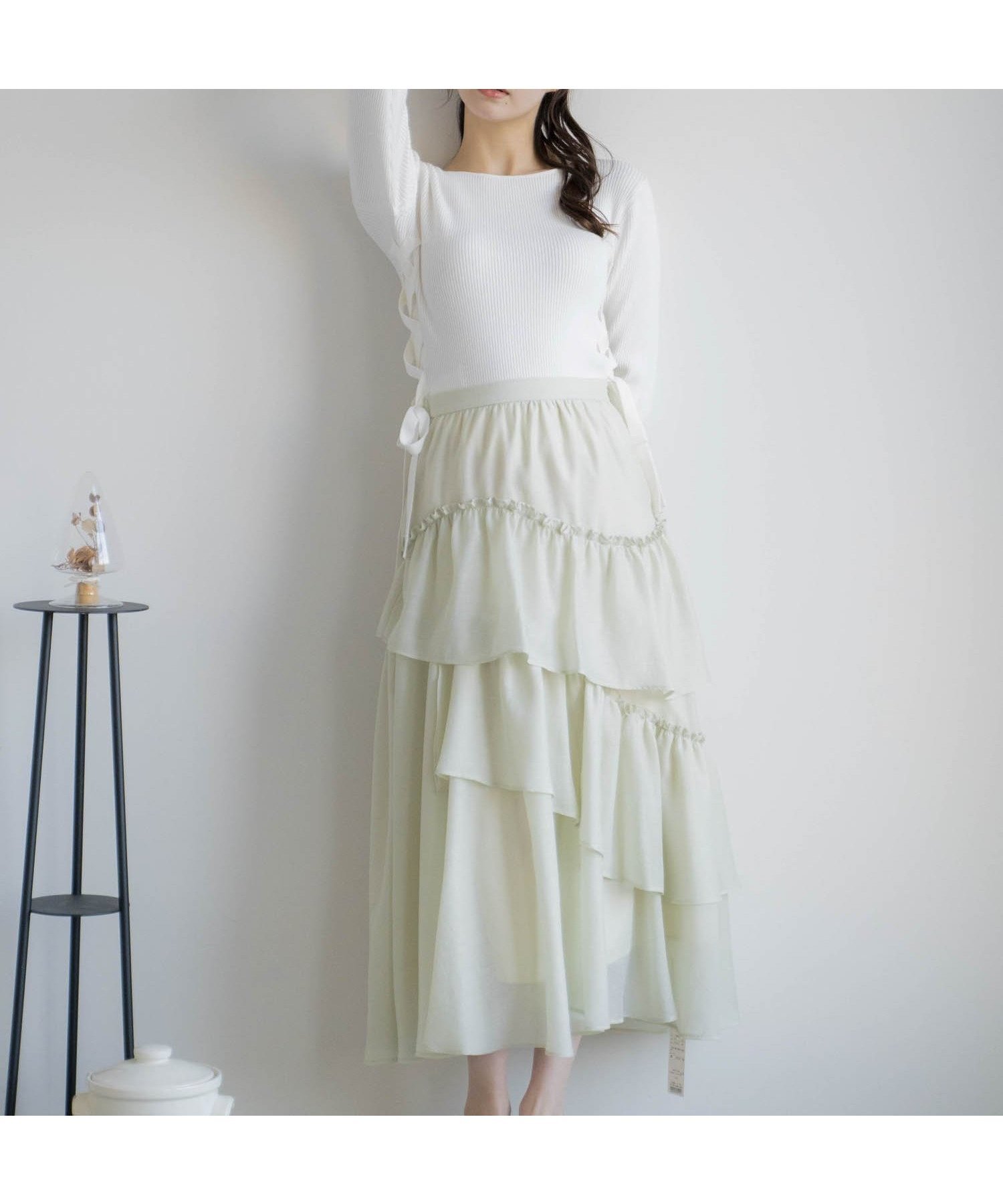 【ノエラ/Noela】のシアーティアードスカート インテリア・キッズ・メンズ・レディースファッション・服の通販 founy(ファニー) 　ファッション　Fashion　レディースファッション　Fashion for Women　スカート　Skirts　ティアードスカート　Tiered Skirts　シアー　Sheer, See-Through　スウェット / スエット　Sweatshirt, Sweatwear　ダウン　Down, Puffer　ティアードスカート　Tiered Skirt, Flounced Skirt　フェミニン　Feminine, Girly　ポケット　Pocket, Pocket Detail　ワッシャー　Washer, Crinkled Finish　ライトグリーン|ID: prp329100004758292 ipo3291000000034587462