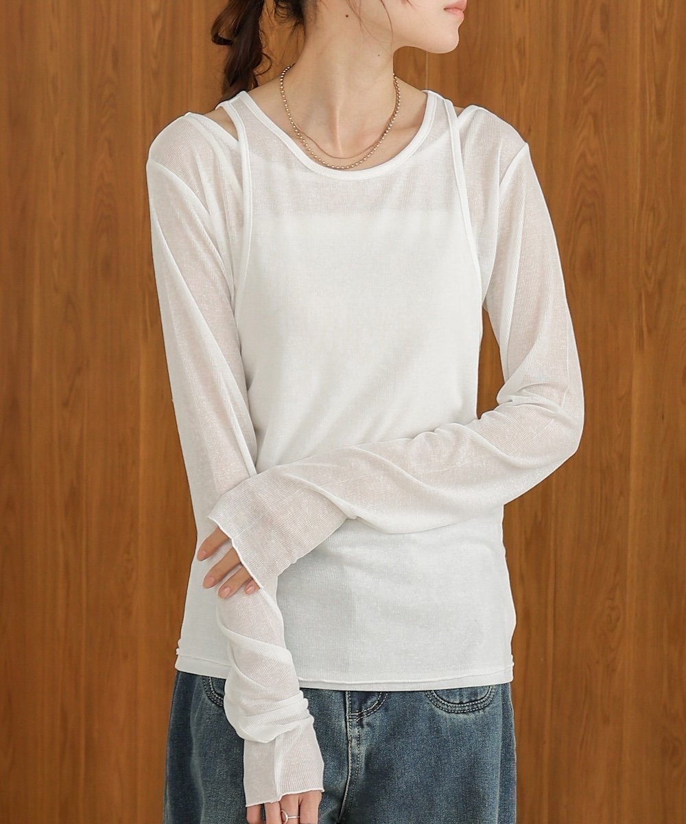 【バブ ブージュルード/Bab Bou Jeloud】の【2点セット】レイヤードセットシアーカットソー 人気、トレンドファッション・服の通販 founy(ファニー) ファッション Fashion レディースファッション Fashion for Women トップス・カットソー Cut & Sew Tops カットソー・ベーシックTシャツ Cut-and-Sewn Tops / Stretch Tees & Basics ウェーブ Wavy Pattern カットソー Cut and Sewn Top シアー Sheer, See-Through シンプル Simple, Minimal スマート Smart, Elegant スラックス Slacks, Dress Pants スリット Slit, Slit Detail スリーブ Sleeve, Long Sleeve / Short Sleeve センター Center, Center Line タンク Tank Top, Sleeveless Top チェック Check, Plaid, Tartan デニム Denim, Jeans Material 長袖 Long Sleeve, Full Sleeve ボトム Bottoms, Lower Wear ロング Long, Long-Length 再入荷 Restock / Back in Stock おすすめ Recommended / Our Picks other-1|ID: prp329100004758308 ipo3291000000034466623