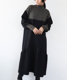 【スリーフォータイム/Three Four Time】のThree Four Time/膨れジャガード柄MIXニットワンピ 人気、トレンドファッション・服の通販 founy(ファニー) ファッション Fashion レディースファッション Fashion for Women ワンピース Dresses ニットワンピース Knit Dresses カットジャガード Cut Jacquard ギャザー Gathered, Ruffled 切替 Switching, Contrast Panel スマート Smart, Elegant ドッキング Docking, Mixed Material ポケット Pocket, Pocket Detail |ID:prp329100004758315