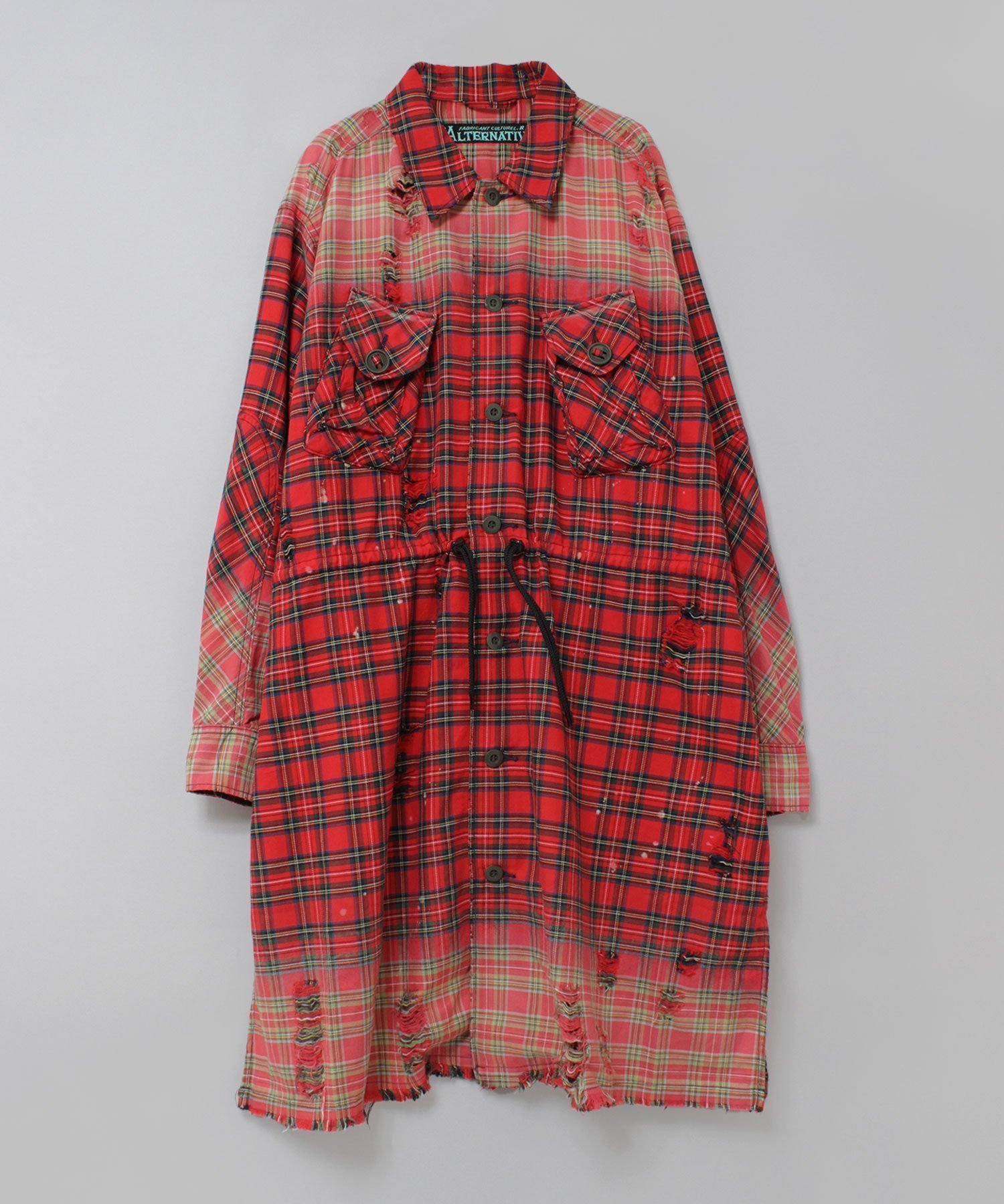 【アールエヌエー/RNA】のD1682 ハードエフェクトシャツワンピース インテリア・キッズ・メンズ・レディースファッション・服の通販 founy(ファニー) ファッション Fashion レディースファッション Fashion for Women ワンピース Dresses シャツワンピース / 1枚で着映えコーデ Shirt Dresses ケミカル Chemical, Chemical Wash スリット Slit, Slit Detail ダメージ Distressed, Destroyed ブラウジング Blouson Silhouette, Cinched Waist ブリーチ Bleach, Washed Finish プリント Print, Printed Pattern ミリタリー Military, Army Style 羽織 Haori, Light Jacket レッド/ブルー|ID: prp329100004758361 ipo3291000000034562261