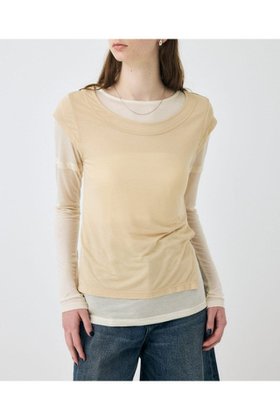 【マウジー/moussy】のPALETTE LAYER TEE 人気、トレンドファッション・服の通販 founy(ファニー) ファッション Fashion レディースファッション Fashion for Women おすすめ Recommended / Our Picks カットソー Cut and Sewn Top デニム Denim, Jeans Material ロング Long, Long-Length ワイド Wide, Wide Fit 人気 Popular, Best Seller 再入荷 Restock / Back in Stock |ID:prp329100004758365