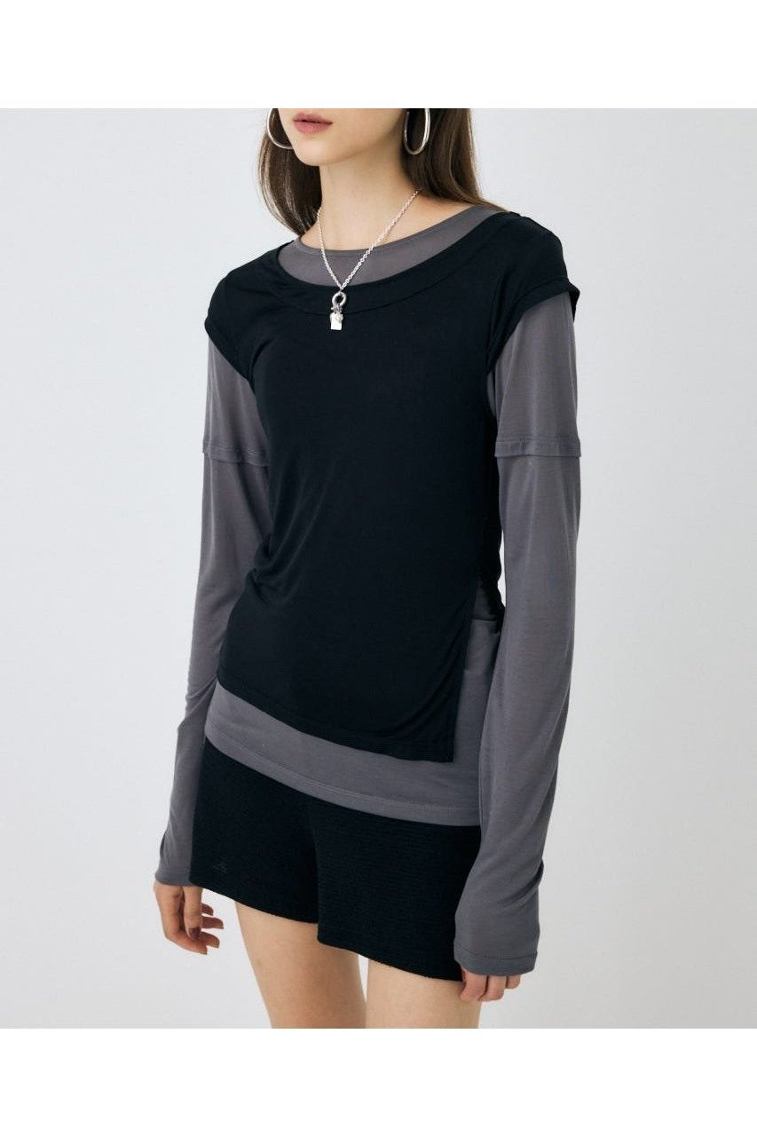 【マウジー/moussy】のPALETTE LAYER TEE インテリア・キッズ・メンズ・レディースファッション・服の通販 founy(ファニー) ファッション Fashion レディースファッション Fashion for Women おすすめ Recommended / Our Picks カットソー Cut and Sewn Top デニム Denim, Jeans Material ロング Long, Long-Length ワイド Wide, Wide Fit 人気 Popular, Best Seller 再入荷 Restock / Back in Stock L/BLK1|ID: prp329100004758365 ipo3291000000034653376