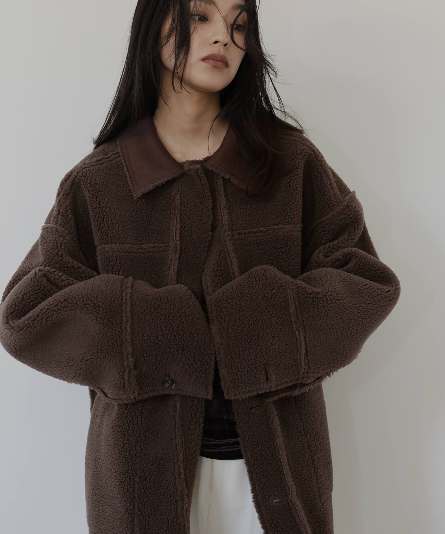 【ヘラム/hellam】のムートンボアリバーシブルコート インテリア・キッズ・メンズ・レディースファッション・服の通販 founy(ファニー) 　ファッション　Fashion　レディースファッション　Fashion for Women　アウター　Coat / Outerwear Collection　コート・ロングコート・ピーコート　Long Coats, Peacoats & More　リバーシブル　Reversible, Two-Sided　ブラウン|ID: prp329100004758367 ipo3291000000034728134