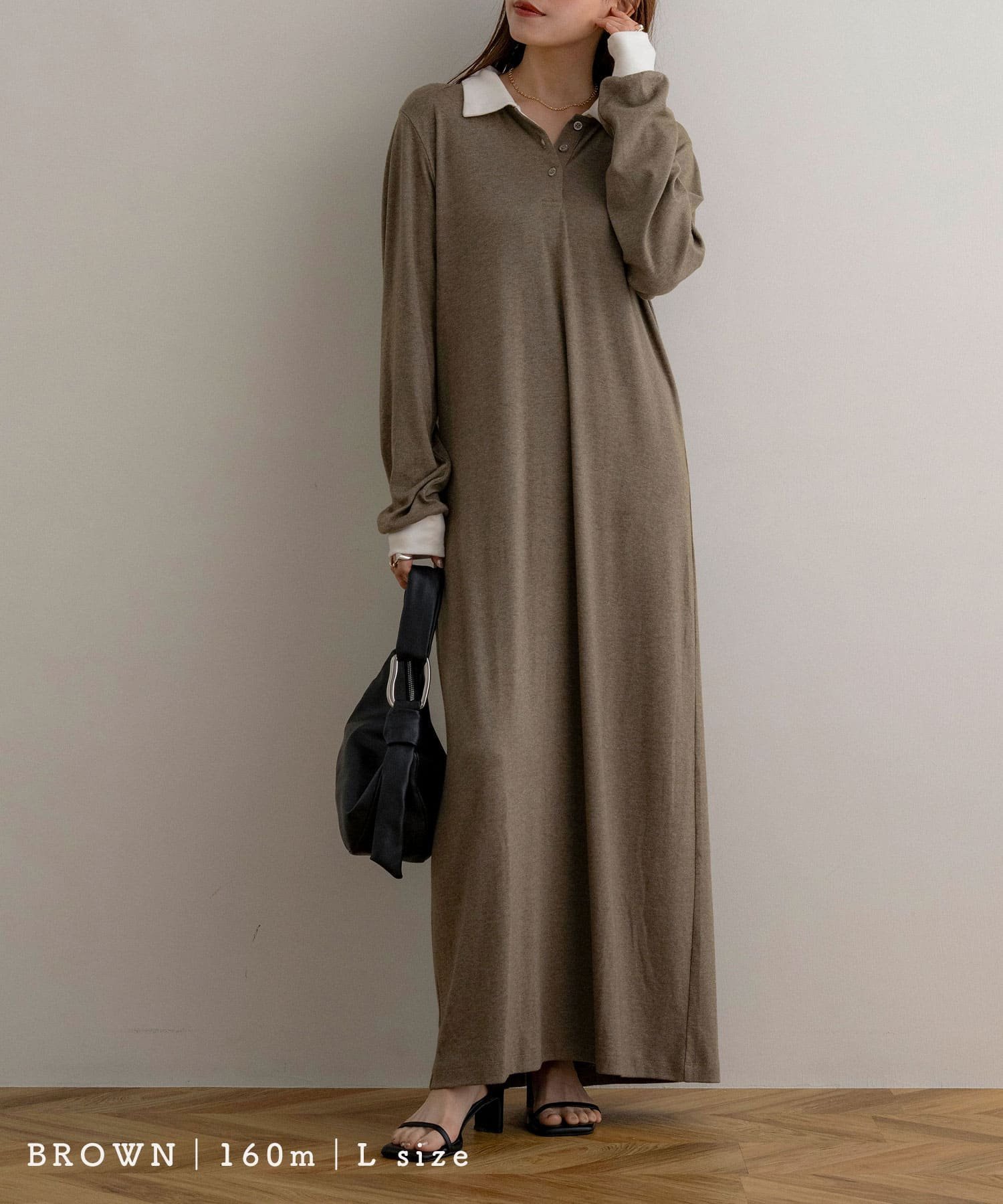 【ノアル/NOAHL】の配色ポロシャツワンピース インテリア・キッズ・メンズ・レディースファッション・服の通販 founy(ファニー) 　ファッション　Fashion　レディースファッション　Fashion for Women　ワンピース　Dresses　シャツワンピース / 1枚で着映えコーデ　Shirt Dresses　スリット　Slit, Slit Detail　ニットソー　Knit-Sewn, Cut & Sew Knit　フィット　Fit, Slim Fit　ポケット　Pocket, Pocket Detail　ポロシャツ　Polo Shirt, Collared Tee　ルーズ　Loose, Oversized　ロング　Long, Long-Length　エレガント 上品　Elegant　秋　Autumn　A/W・秋冬　Autumn/Winter　ブラウン|ID: prp329100004758378 ipo3291000000034557519