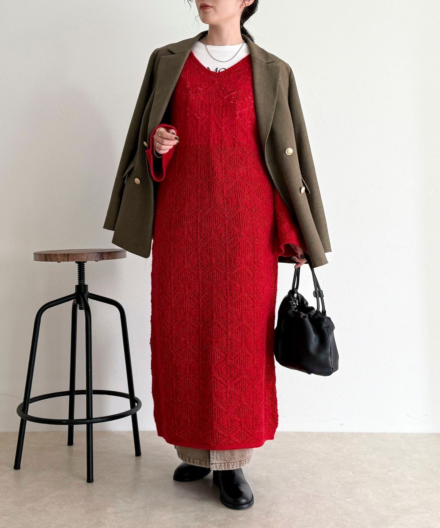 【フレディ&グロスター/FREDY&GLOSTER】のモヘヤ混透かし柄ベルスリーブワンピース インテリア・キッズ・メンズ・レディースファッション・服の通販 founy(ファニー) 　ファッション　Fashion　レディースファッション　Fashion for Women　ワンピース　Dresses　2025年　2025　2025-2026秋冬・A/W　Autumn/Winter 2025–26 AW25–26　おすすめ　Recommended / Our Picks　スリーブ　Sleeve, Long Sleeve / Short Sleeve　透かし　Cut-Out, Lacework　レッド|ID: prp329100004758381 ipo3291000000034428113