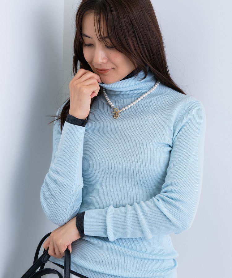 【インディヴィ/INDIVI】の【洗える/毛玉になりにくい】エクストラファインウール リブタートルニット インテリア・キッズ・メンズ・レディースファッション・服の通販 founy(ファニー) 　ファッション　Fashion　レディースファッション　Fashion for Women　トップス・カットソー　Cut & Sew Tops　ニット　Knit Tops & Sweaters　インナー　Innerwear　洗える　Machine Washable　ジャケット　Jacket, Outerwear　スマート　Smart, Elegant　なめらか　Smooth, Silky Texture　A/W・秋冬　Autumn/Winter　エレガント 上品　Elegant　サックスブルー|ID: prp329100004758628 ipo3291000000034516360