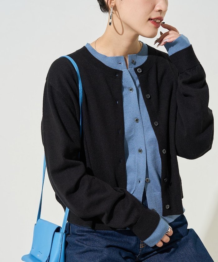 【フリークスストア/FREAK'S STORE】のレイヤード 配色 ボタン カーディガン【限定展開】 25AW インテリア・キッズ・メンズ・レディースファッション・服の通販 founy(ファニー) 　ファッション　Fashion　レディースファッション　Fashion for Women　トップス・カットソー　Cut & Sew Tops　カーディガン・羽織り　Layered Style Cardigans　カーディガン　Cardigan, Knitwear　シューズ　Shoes, Footwear　タイトスカート　Pencil Skirt, Tight Skirt　デニム　Denim, Jeans Material　ベーシック　Basic, Essential　ワイド　Wide, Wide Fit　A/W・秋冬　Autumn/Winter　冬　Winter / This Winter　おすすめ　Recommended / Our Picks　2025年　2025　2025-2026秋冬・A/W　Autumn/Winter 2025–26 AW25–26　ブラック|ID: prp329100004758688 ipo3291000000035099973
