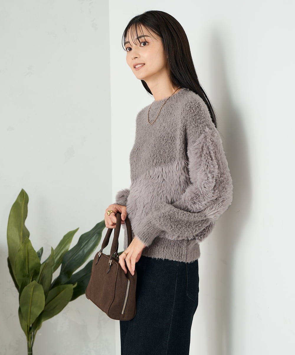 【アー ヴェー ヴェー/a.v.v】のミックスファンシーヤーンニット インテリア・キッズ・メンズ・レディースファッション・服の通販 founy(ファニー) 　ファッション　Fashion　レディースファッション　Fashion for Women　トップス・カットソー　Cut & Sew Tops　ニット　Knit Tops & Sweaters　春　Spring　秋　Autumn　シンプル　Simple, Minimal　フェザー　Feather, Feather Detail　ボトム　Bottoms, Lower Wear　冬　Winter / This Winter　再入荷　Restock / Back in Stock　おすすめ　Recommended / Our Picks　夏　Summer　グレー|ID: prp329100004758742 ipo3291000000034431933