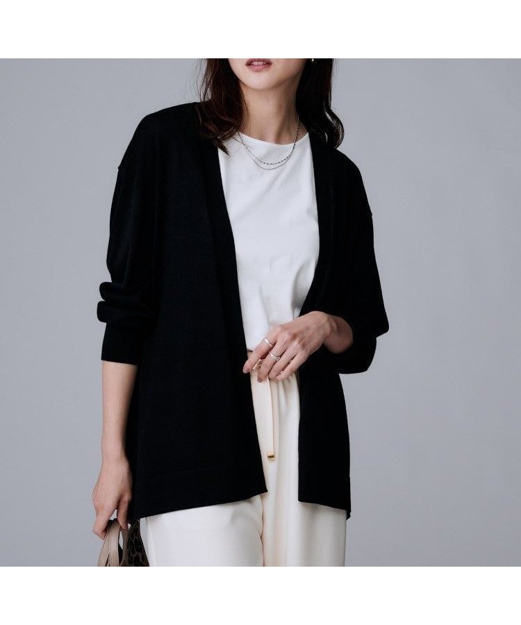 【アンタイトル/UNTITLED】の【アンサンブル可/オフィス/ボタンなし】シルクウールカシミヤ 着流しカーディガン インテリア・キッズ・メンズ・レディースファッション・服の通販 founy(ファニー) ファッション Fashion レディースファッション Fashion for Women トップス・カットソー Cut & Sew Tops カーディガン・羽織り Layered Style Cardigans アンサンブルニット Knit Ensembles & Twin Sets アンサンブル Ensemble Set インナー Innerwear カーディガン Cardigan, Knitwear コンパクト Compact, Small Size シルク Silk, 100% Silk スマート Smart, Elegant ヘムライン Hemline, Bottom Cut ミックス Mix, Mixed Style ワイド Wide, Wide Fit おすすめ Recommended / Our Picks エレガント 上品 Elegant ブラック|ID: prp329100004758782 ipo3291000000034432263