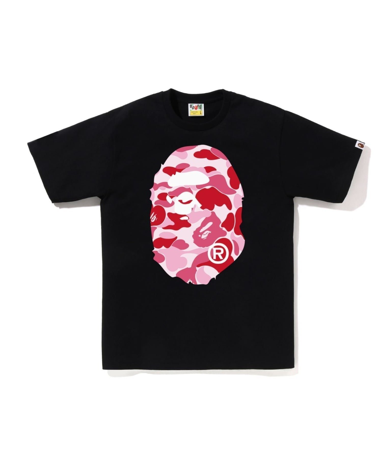 【ア ベイシング エイプ/A BATHING APE】のABC CAMO BIG APE HEAD TEE インテリア・キッズ・メンズ・レディースファッション・服の通販 founy(ファニー) 　ファッション　Fashion　レディースファッション　Fashion for Women　インナー　Innerwear　グラフィック　Graphic, Graphic Design　ショート　Short, Short Length　スリーブ　Sleeve, Long Sleeve / Short Sleeve　フロント　Front, Front Design　プリント　Print, Printed Pattern　ラバー　Rubber, Rubber Sole　人気　Popular, Best Seller　BLACK×PINK|ID: prp329100004758857 ipo3291000000034907100