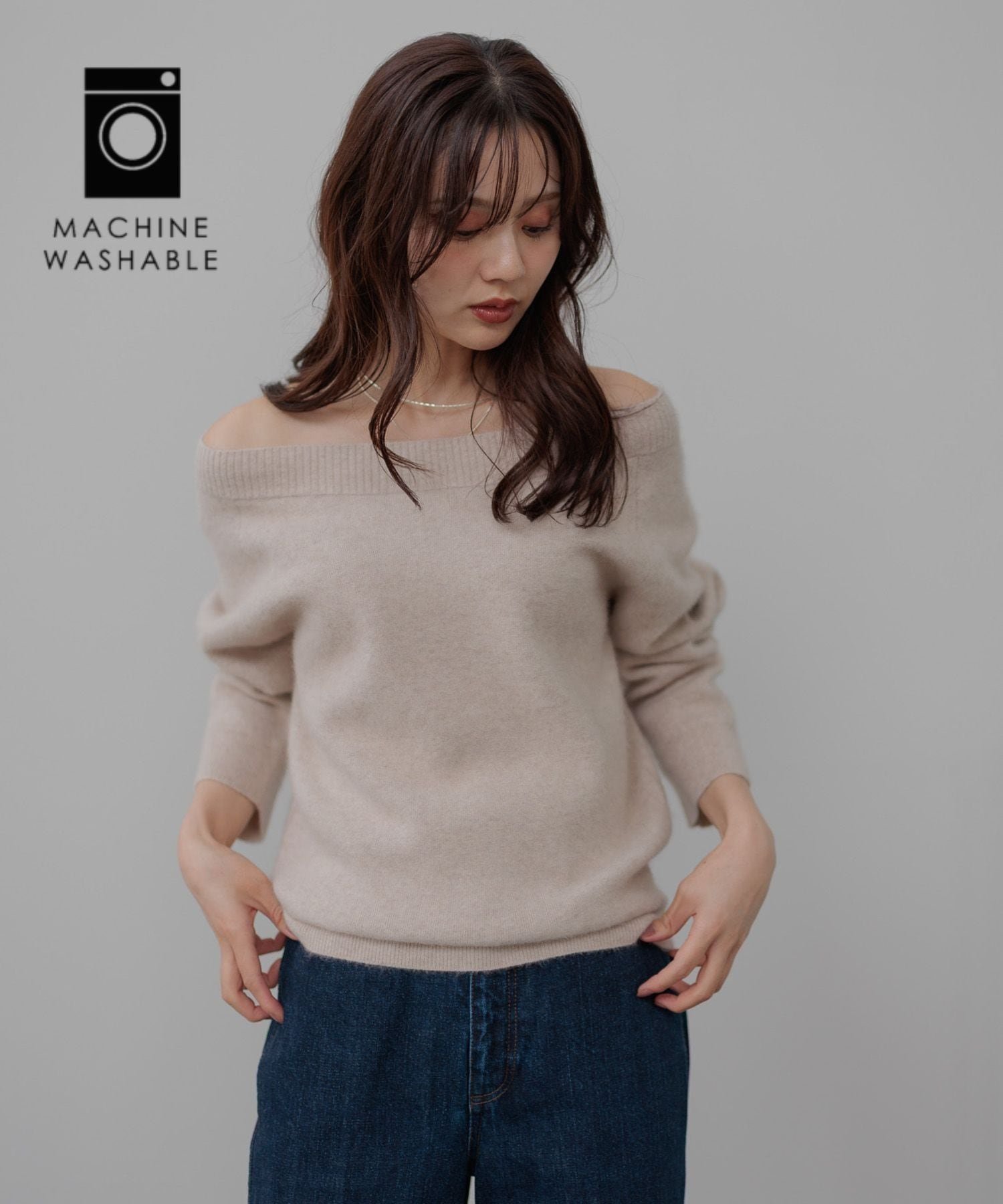 【アンデミュウ/Andemiu】の【洗える】CNラクーンコンオフショルニット インテリア・キッズ・メンズ・レディースファッション・服の通販 founy(ファニー) 　ファッション　Fashion　レディースファッション　Fashion for Women　トップス・カットソー　Cut & Sew Tops　ニット　Knit Tops & Sweaters　ショルダー　Shoulder, Shoulder Strap　トレンド　Trend, Trending Now　プレーン　Plain, Simple　洗える　Machine Washable　オフ|ID: prp329100004758882 ipo3291000000034661801