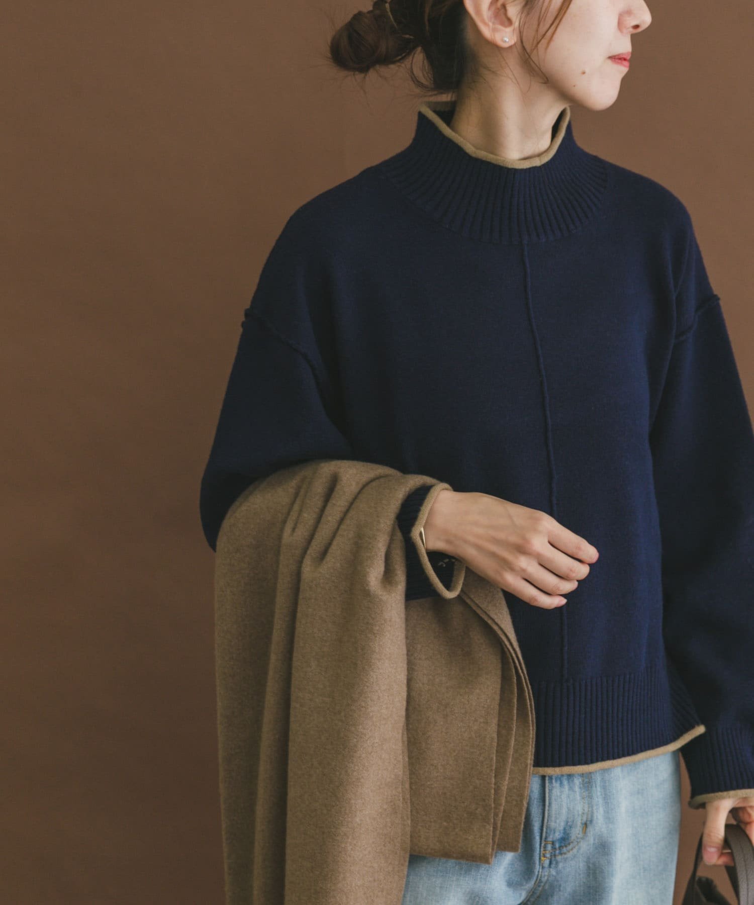 【アイテムズアーバンリサーチ/ITEMS URBAN RESEARCH】の『洗濯可/静電気防止』ハイショクハイネックニット インテリア・キッズ・メンズ・レディースファッション・服の通販 founy(ファニー) 　ファッション　Fashion　レディースファッション　Fashion for Women　トップス・カットソー　Cut & Sew Tops　ニット　Knit Tops & Sweaters　2025年　2025　2025-2026秋冬・A/W　Autumn/Winter 2025–26 AW25–26　冬　Winter / This Winter　インナー　Innerwear　シンプル　Simple, Minimal　ジャケット　Jacket, Outerwear　ハイネック　High Neck, Mock Neck　パイピング　Piping, Trim Design　フィット　Fit, Slim Fit　エレガント 上品　Elegant　人気　Popular, Best Seller　A/W・秋冬　Autumn/Winter　ネイビー|ID: prp329100004758901 ipo3291000000034860763